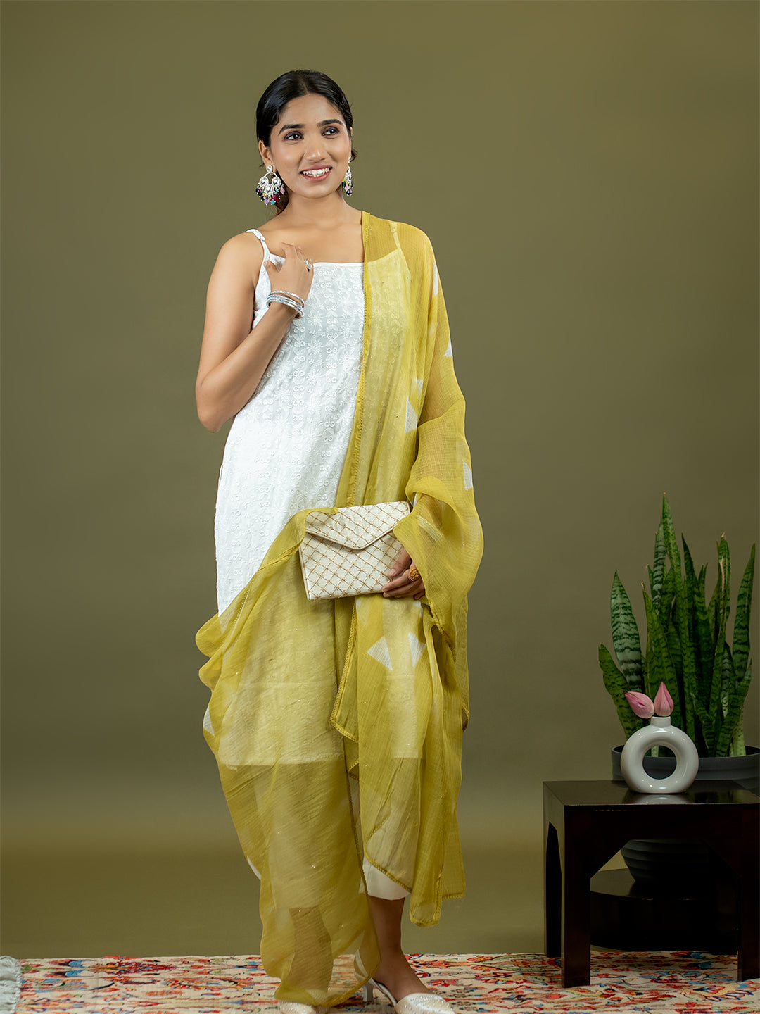 Chhayaa Limegreen Shibori Dupatta