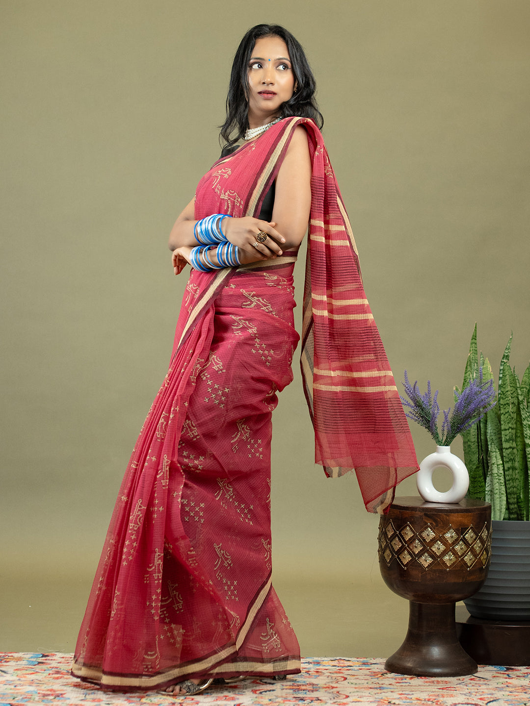Raag Fuchsia Dabu Saree