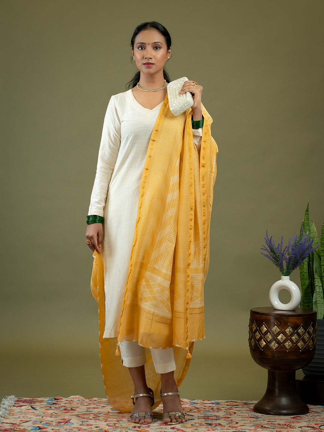 Rangrez Yellow Shibori Dupatta