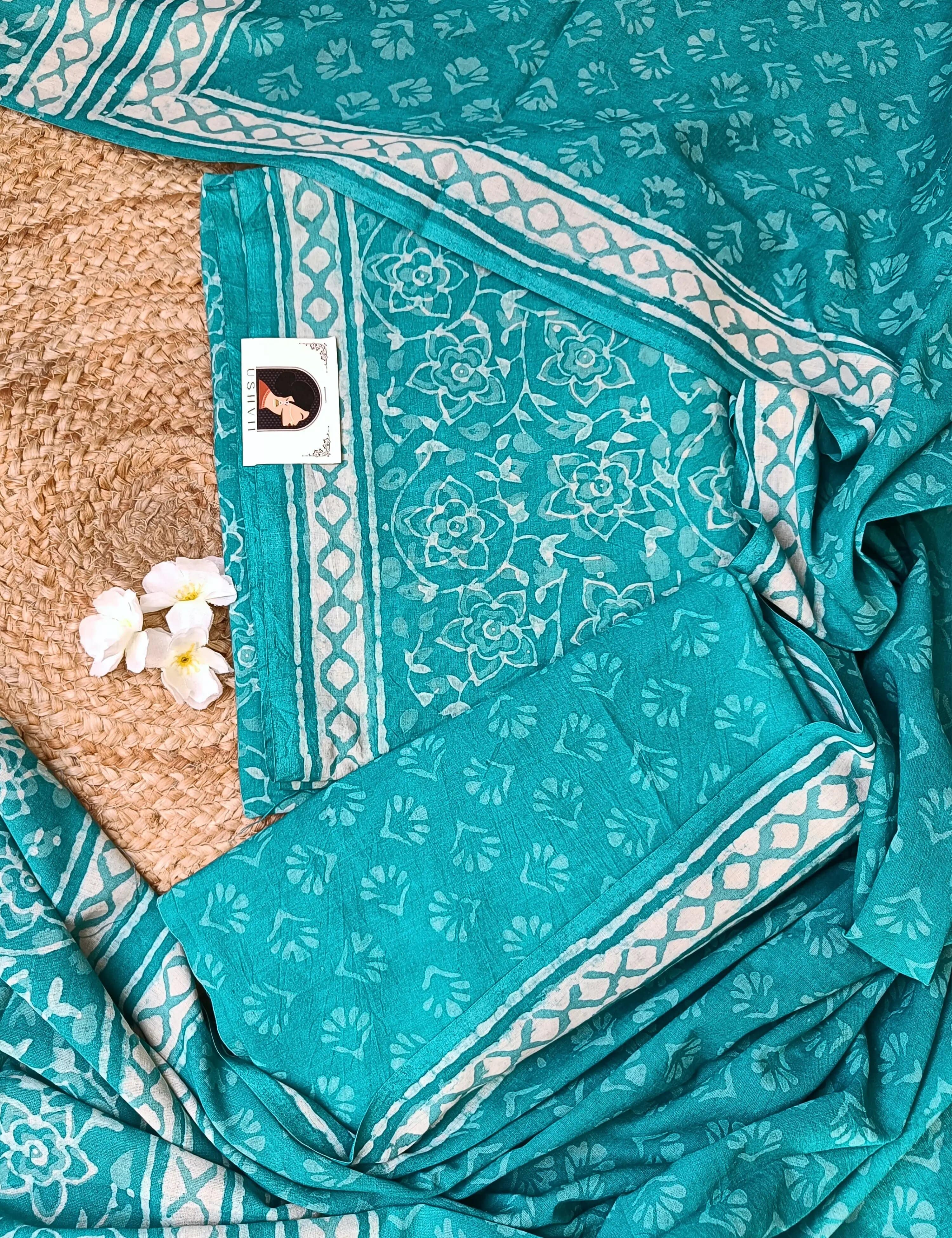 Panak Green Bagru Dress Material
