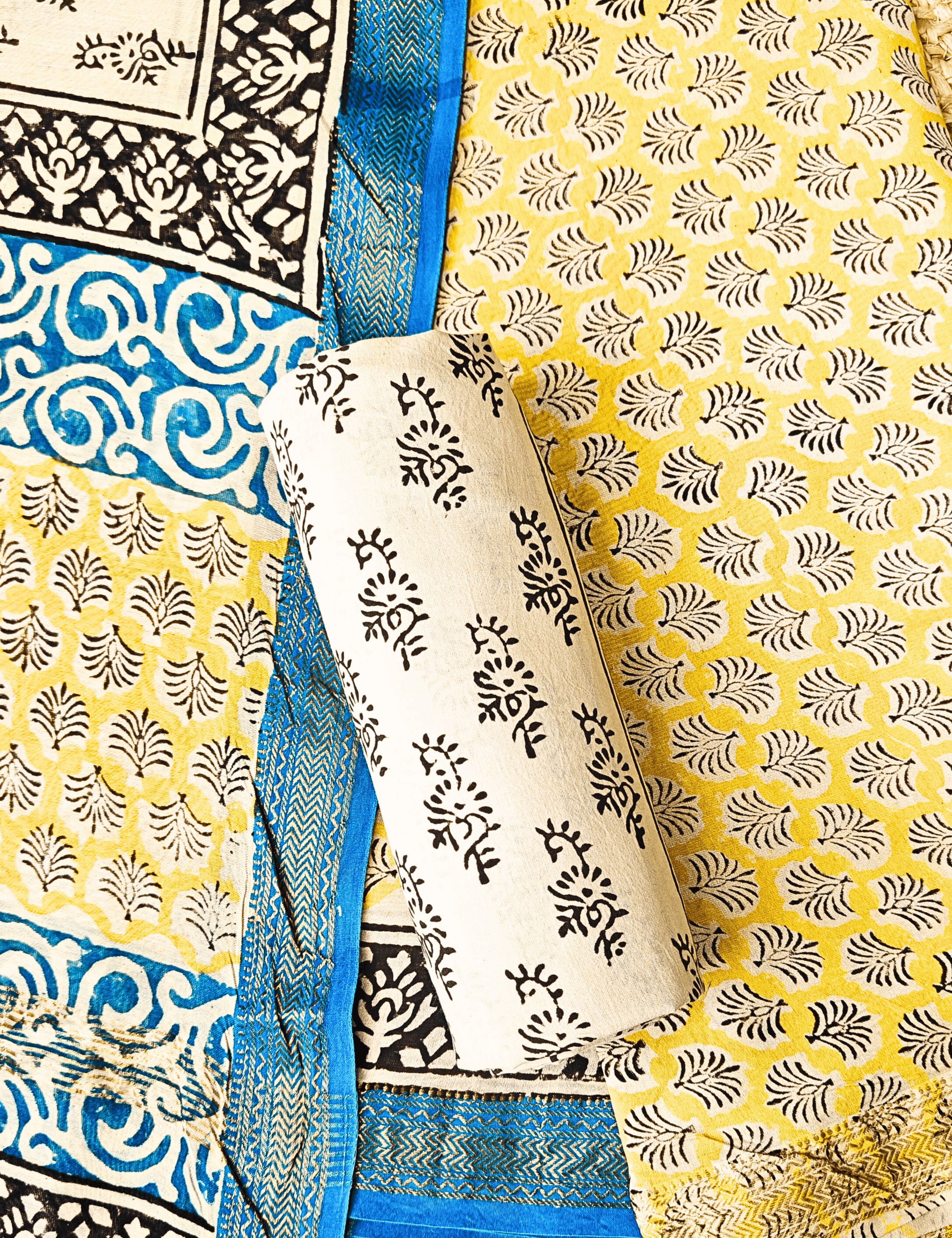 Rangeen Yellow Bagru Dress Material