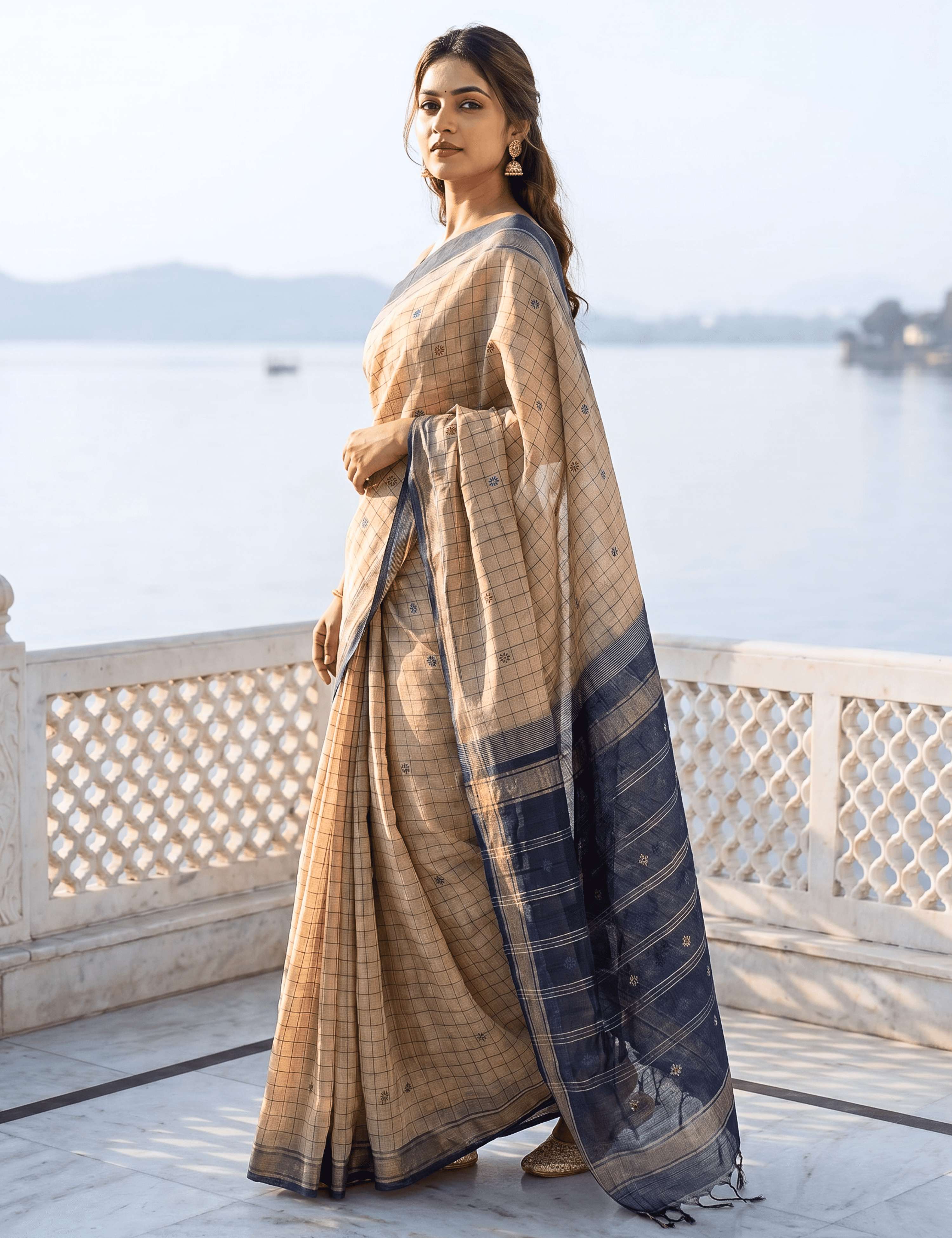 Dhara Beige Negamam Cotton Saree