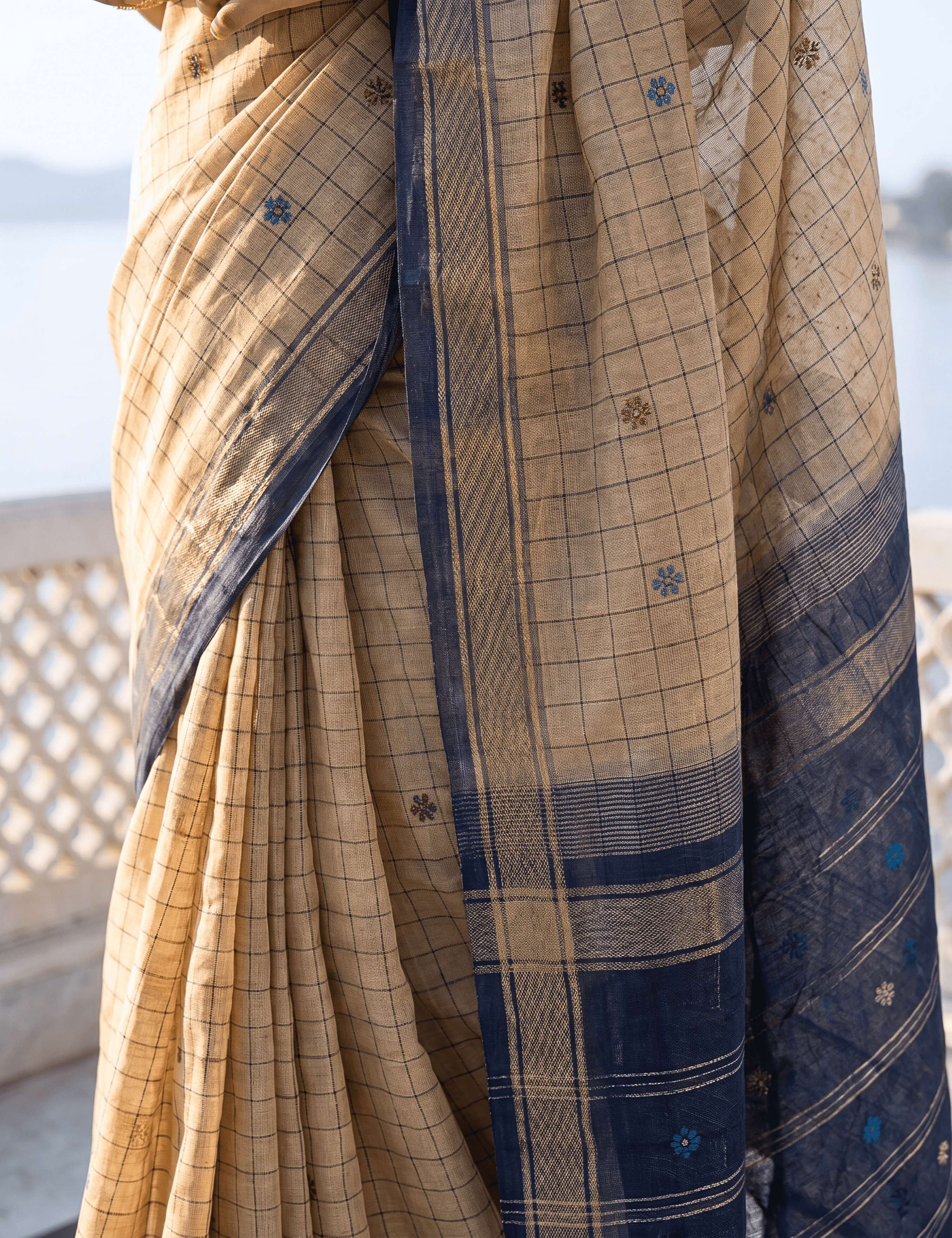 Dhara Beige Negamam Cotton Saree
