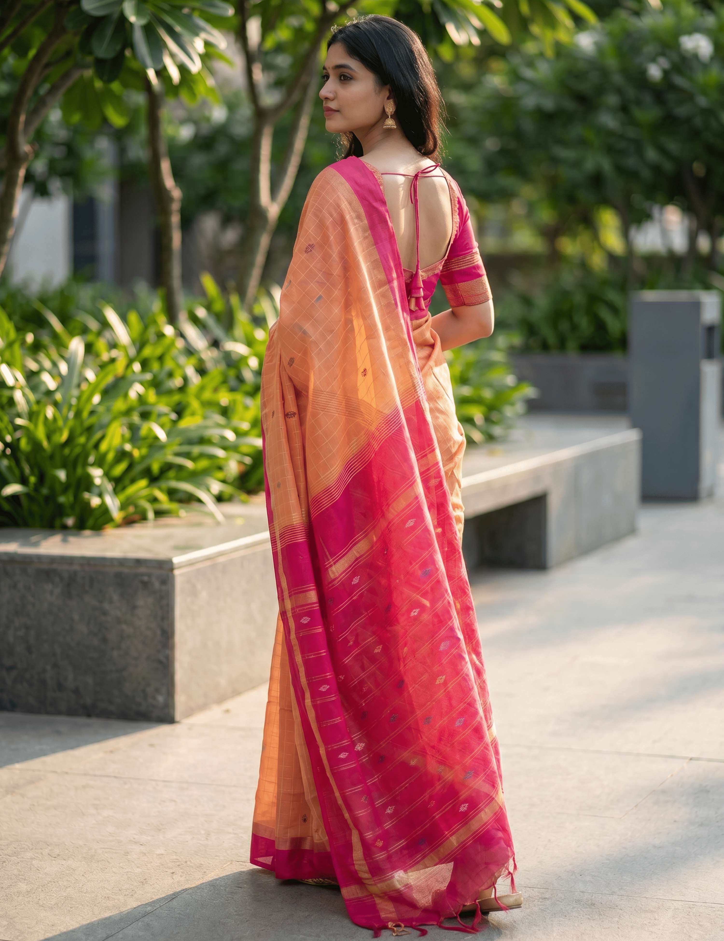 Dhara Orange Negamam Cotton Saree