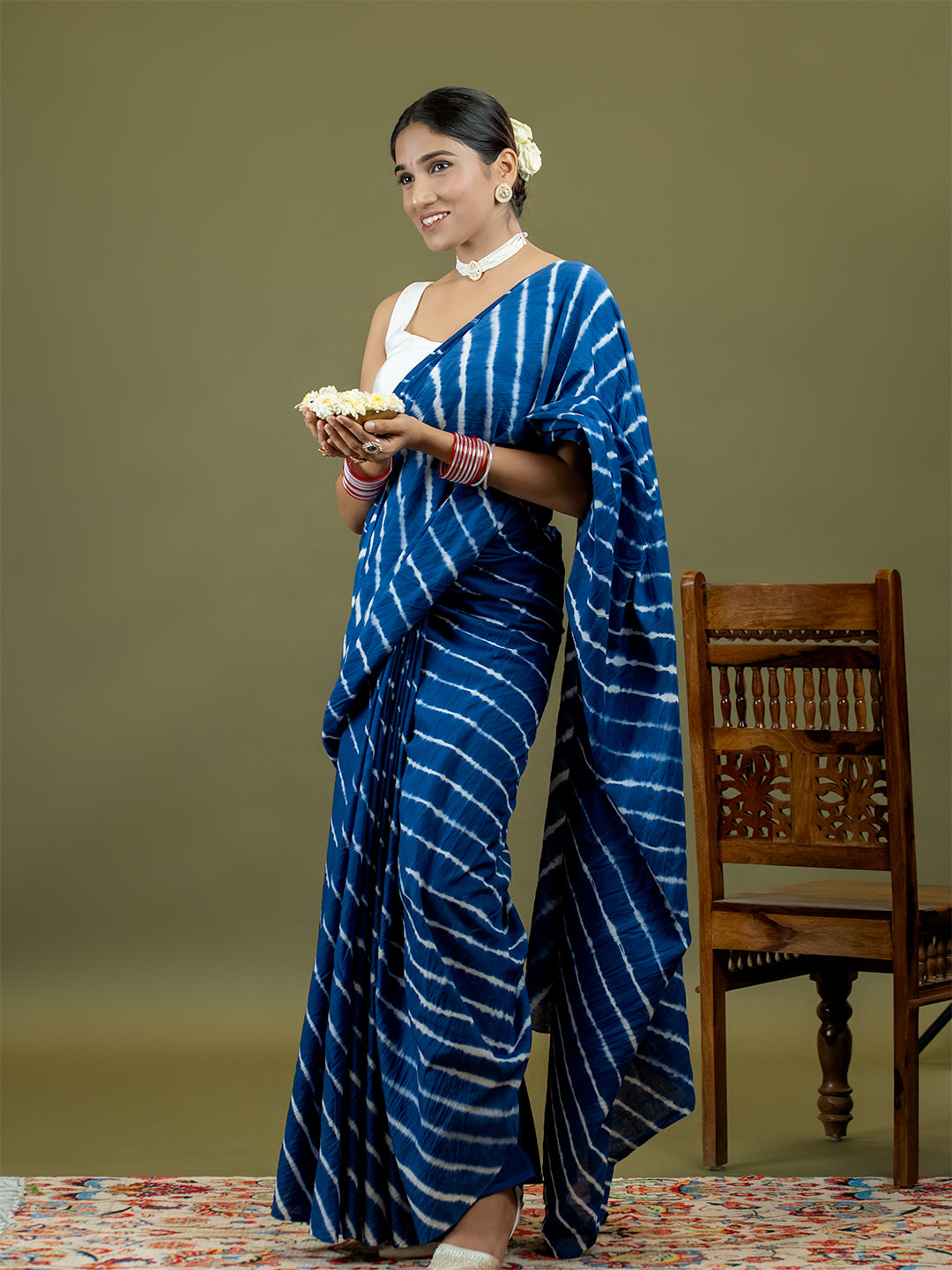 Leher Indigo Shibori Saree