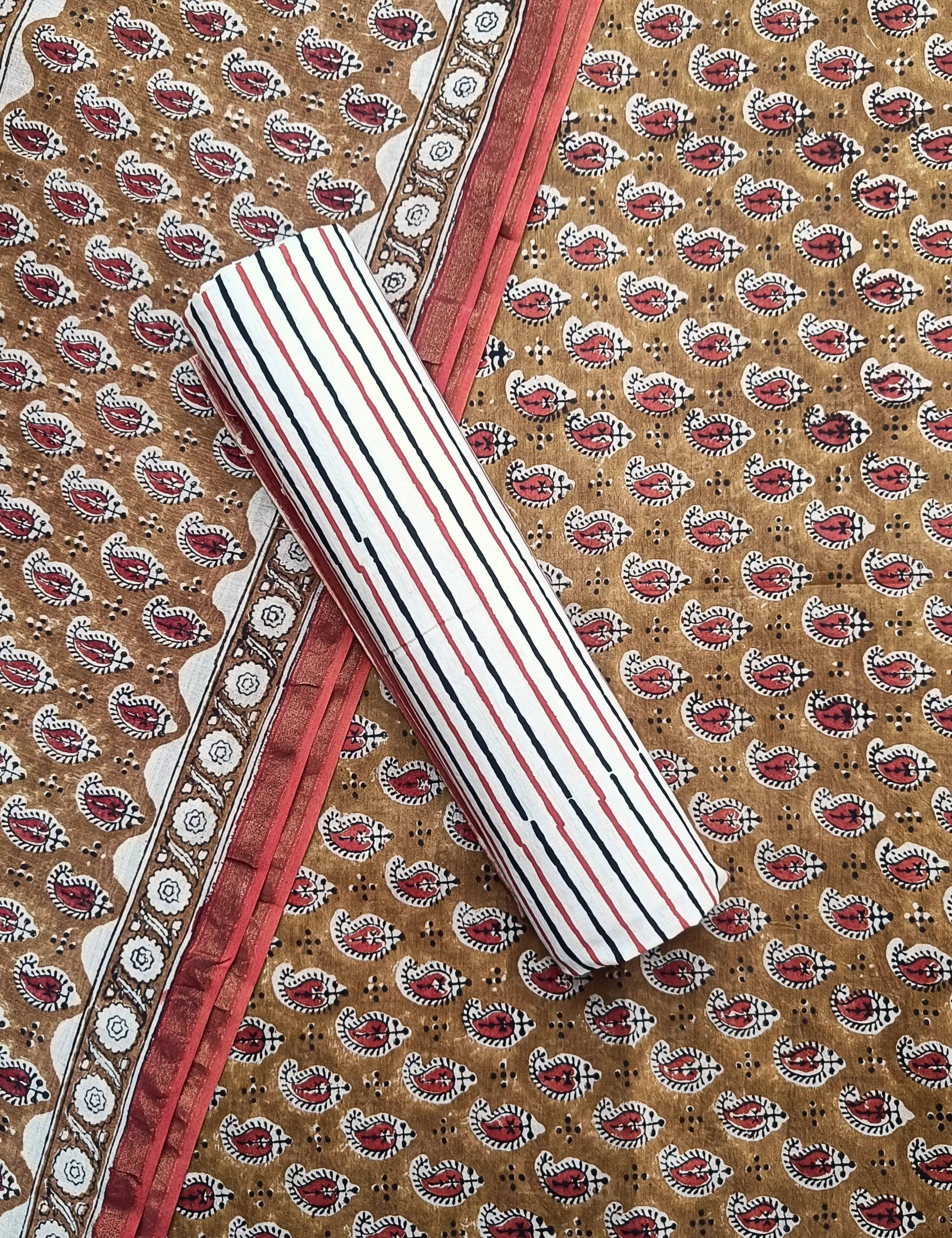 Zhanak Mustard Bagru Dress Material