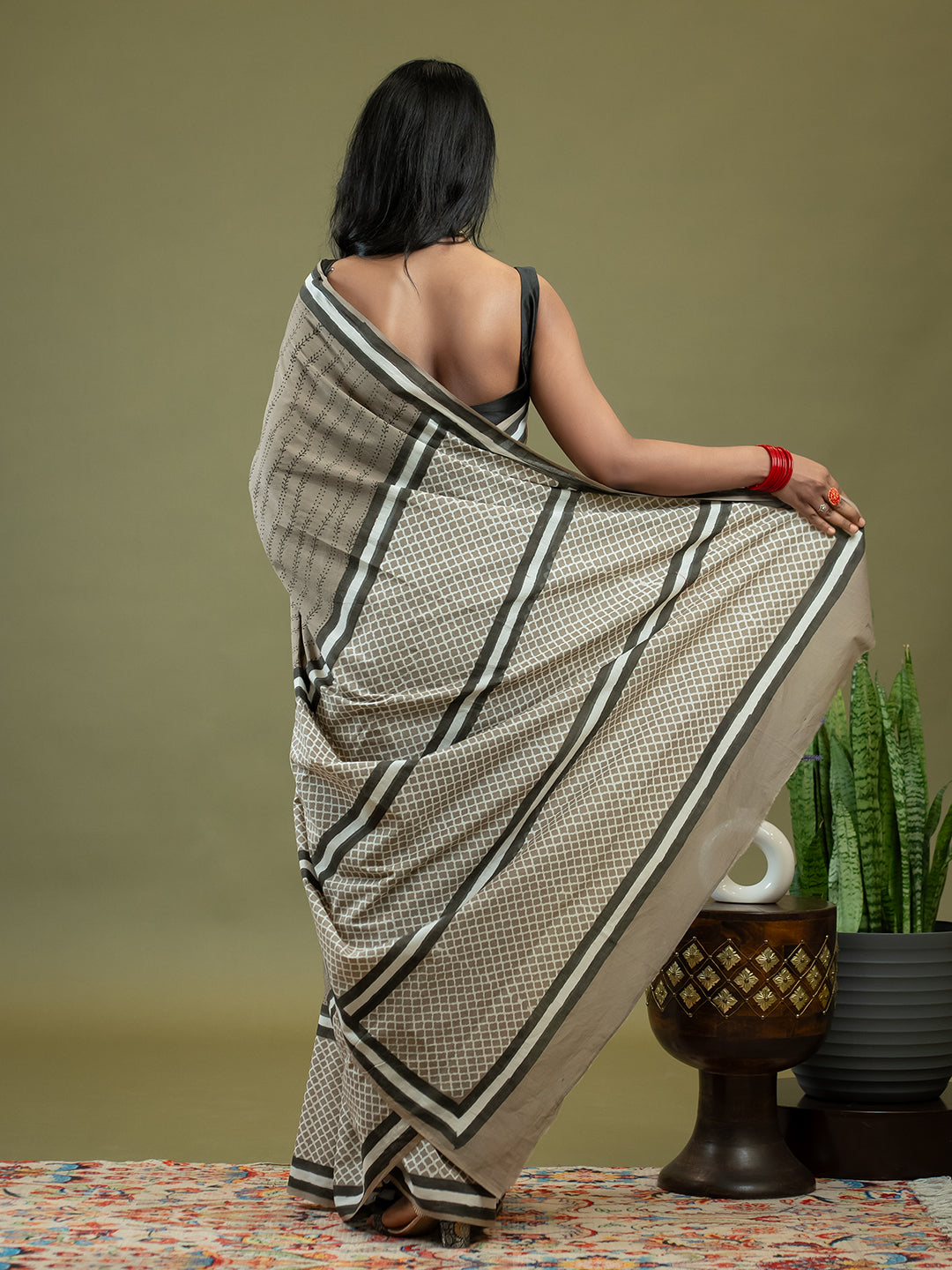 Nira Brown Dabu Saree