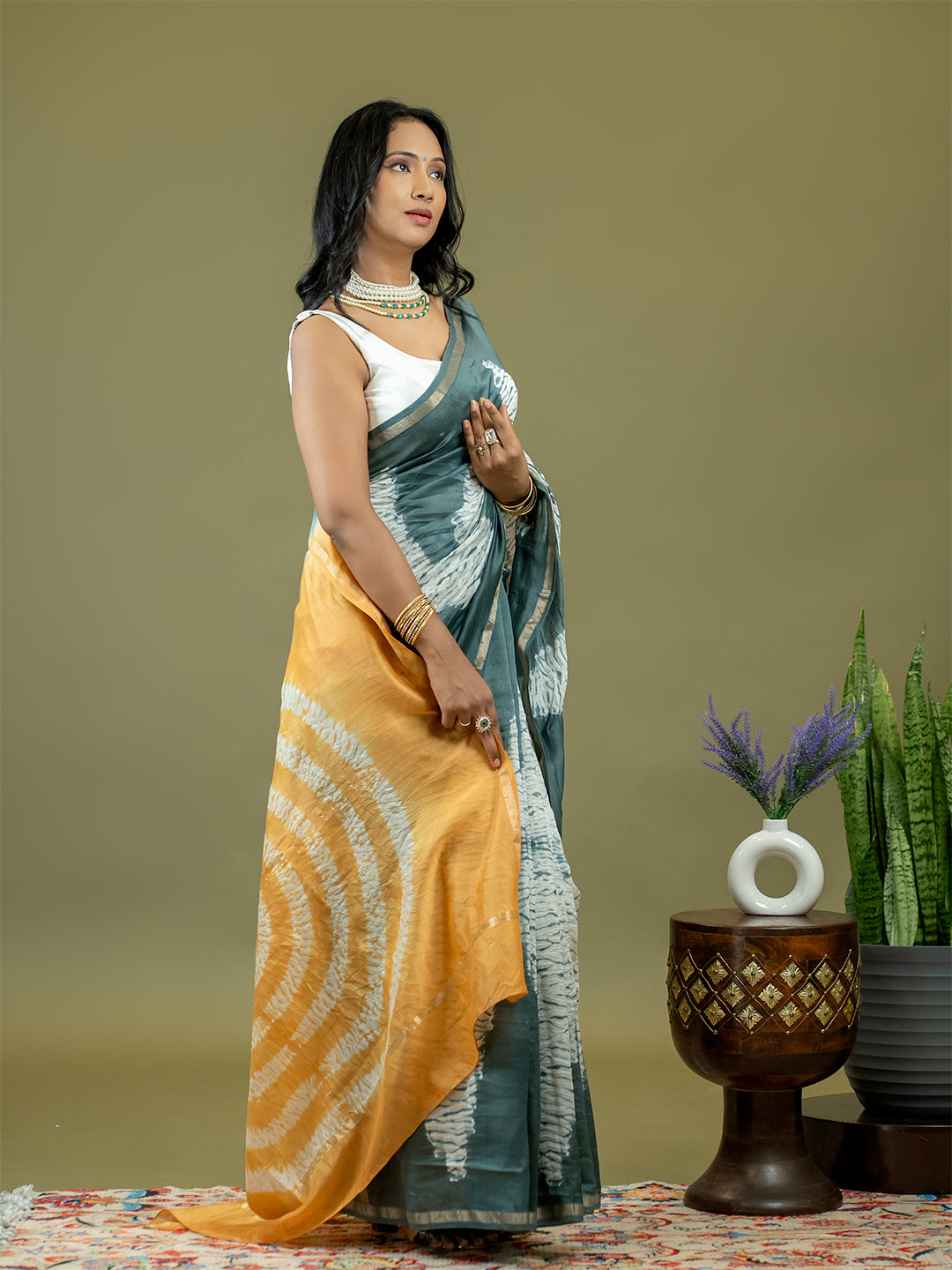 Tarang Grey Shibori Saree