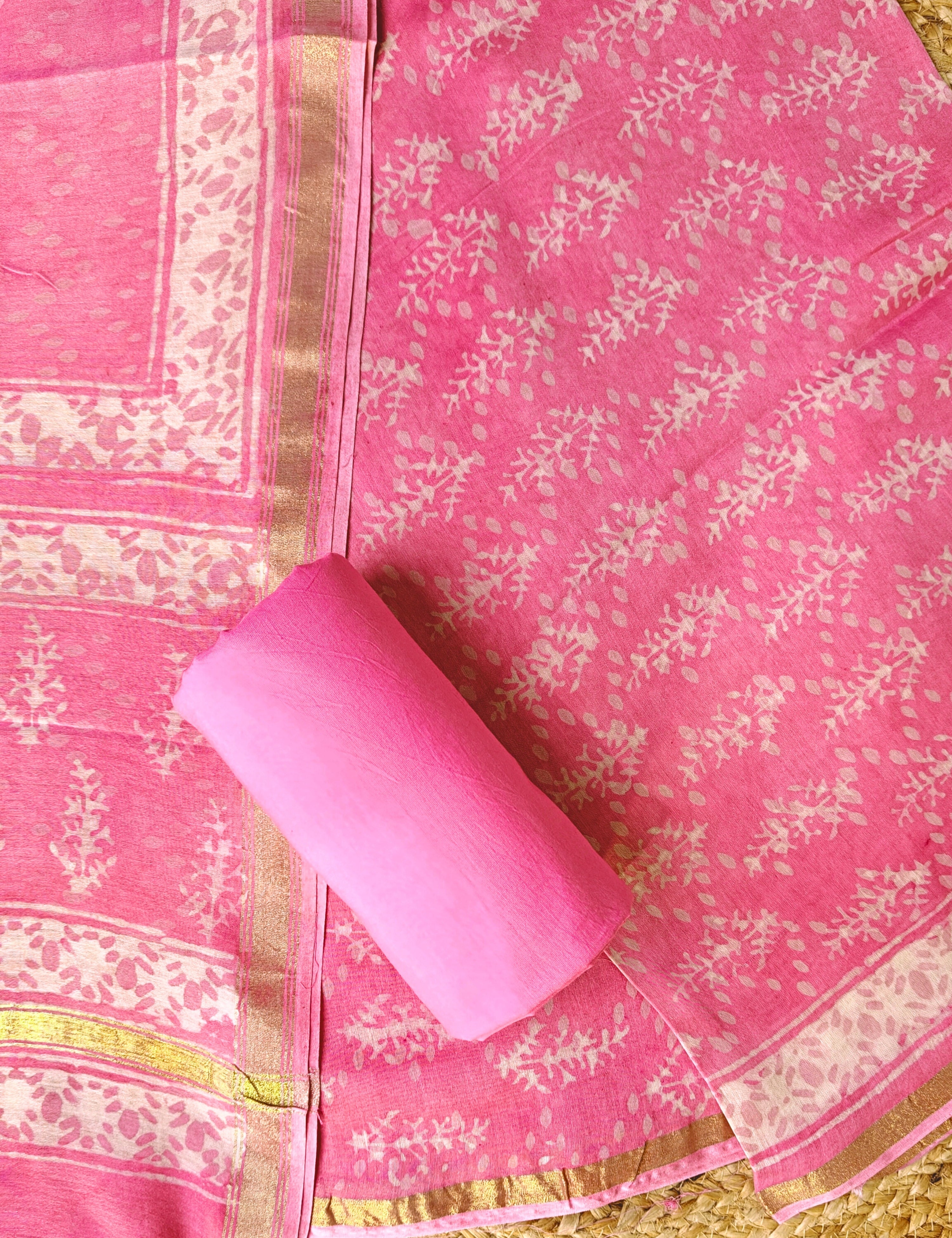Chitra Lavender Bagru Dress Material