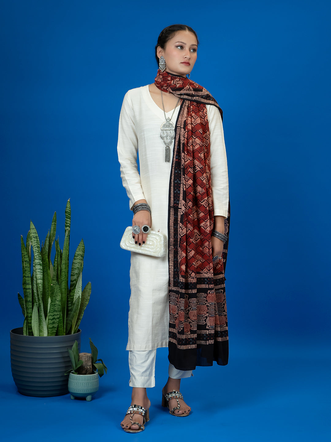 Kapas Red Ajrakh Dupatta