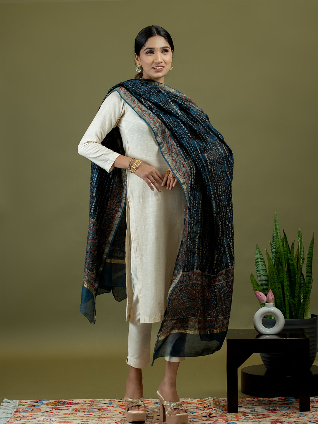 Neerja Indigo Ajrakh Dupatta