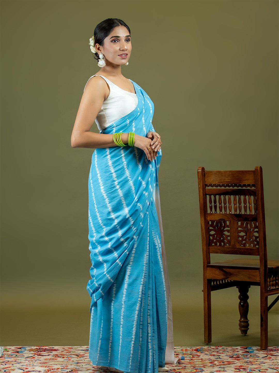 Leelaa Sky Blue Shibori Saree