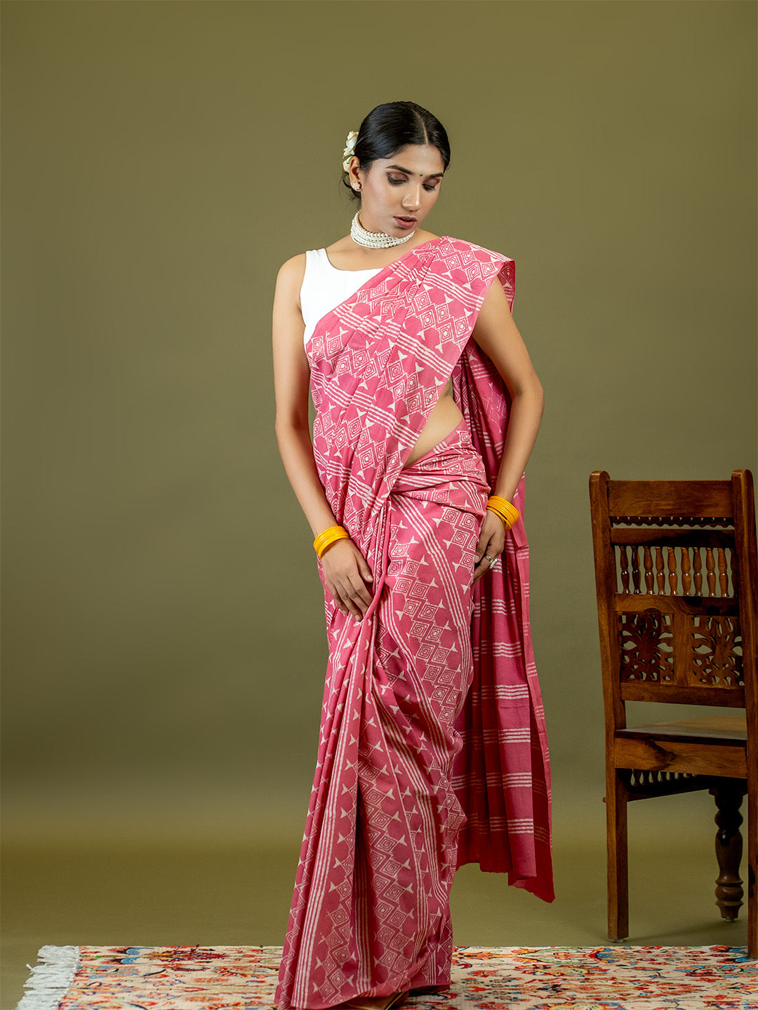 Matsya Pink Dabu Saree
