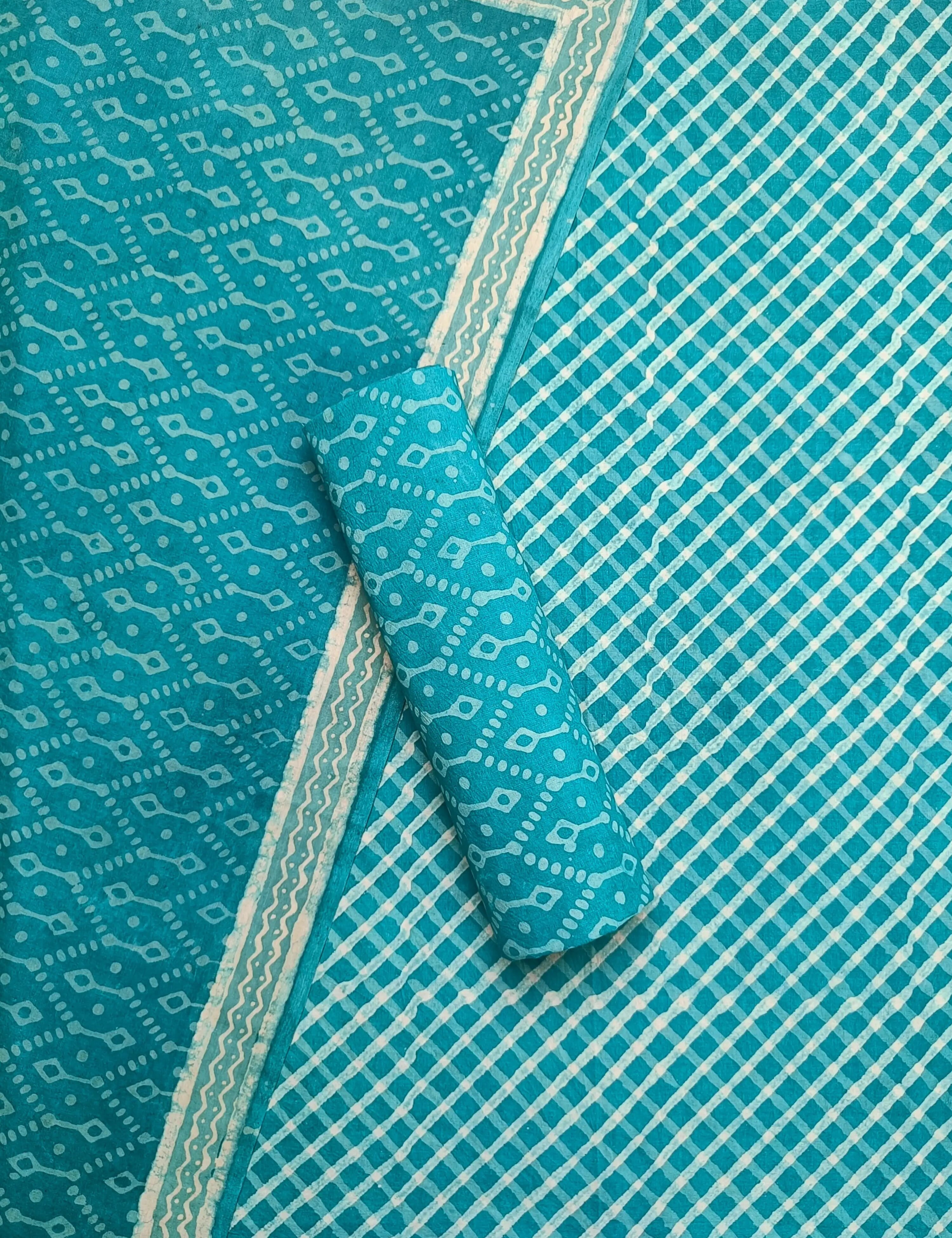 Panak Green Bagru Dress Material