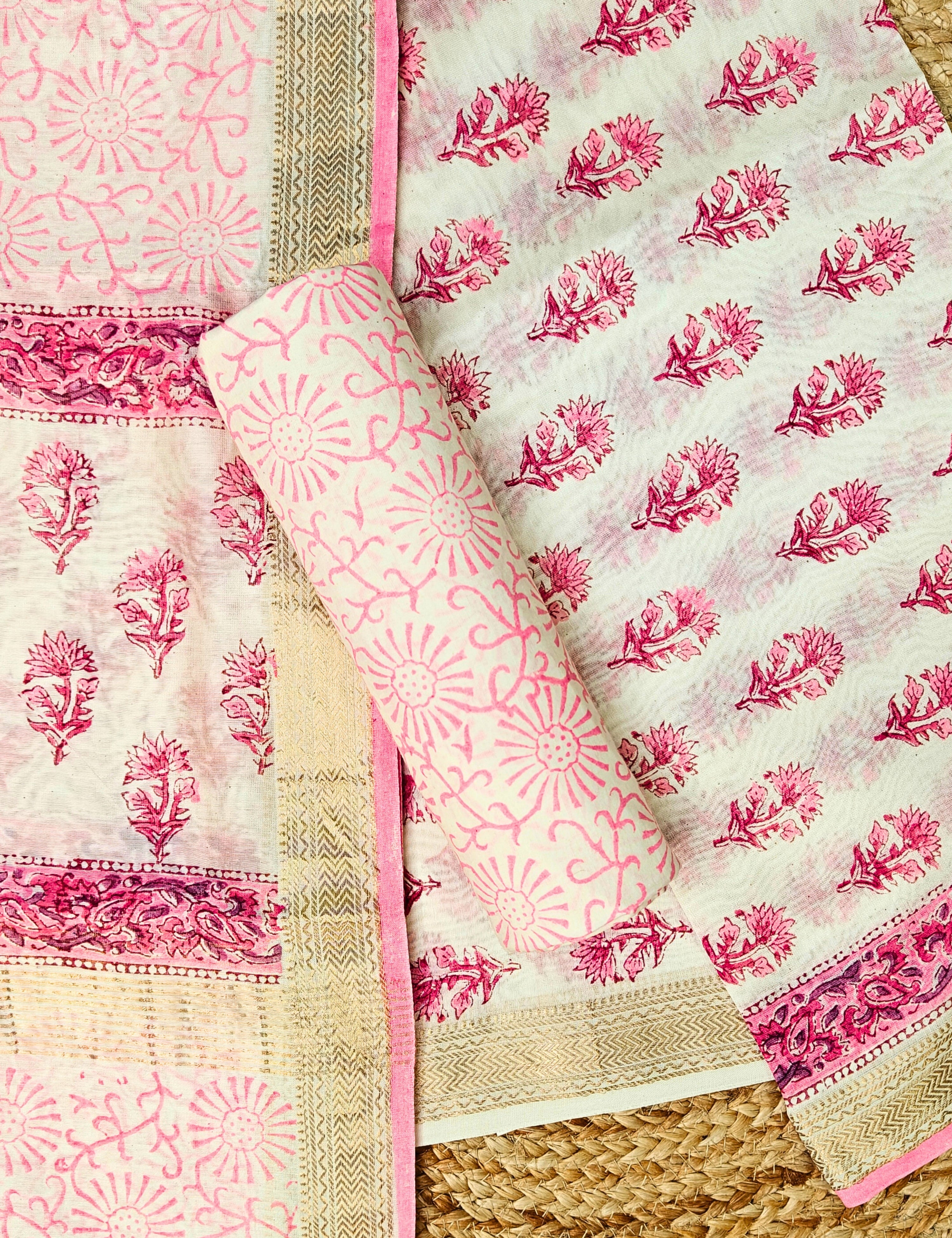 Maati Off-white Bagru Dress Material