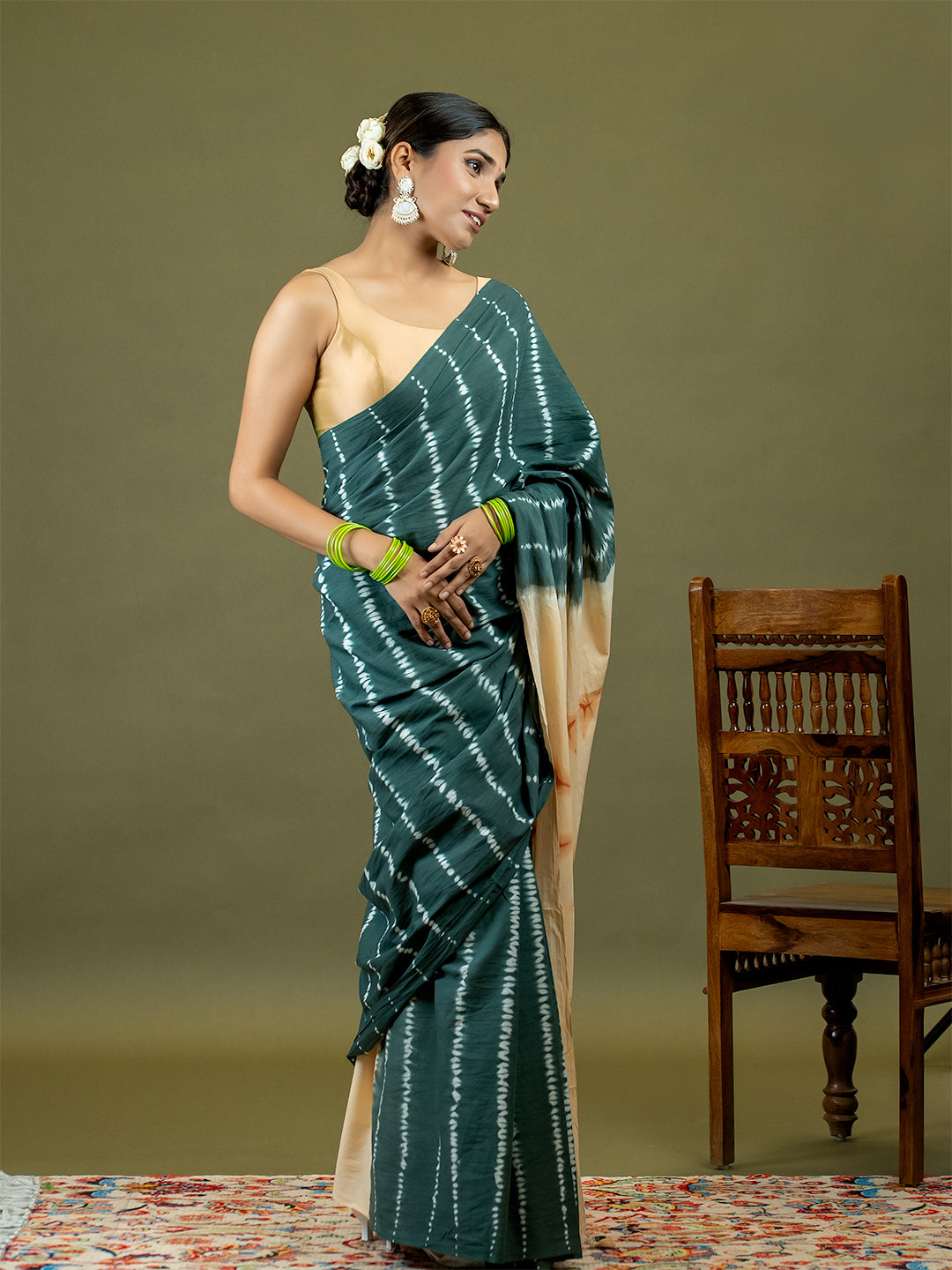 Leelaa Grey Shibori Saree