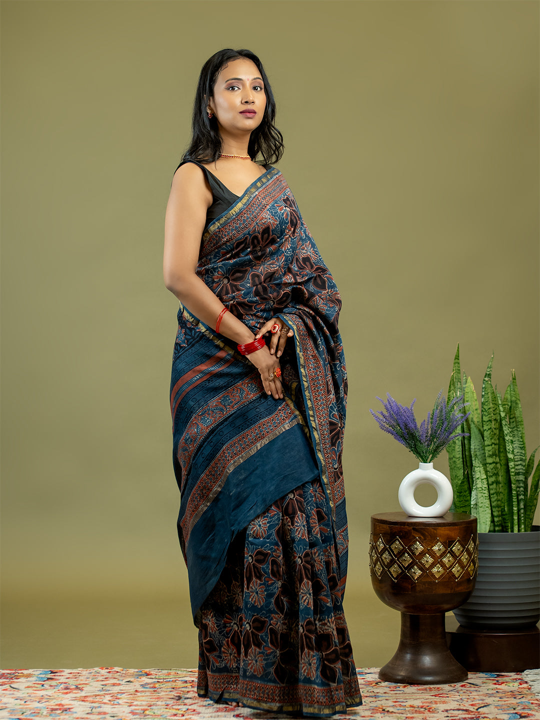 Raktika Indigo Ajrakh Saree