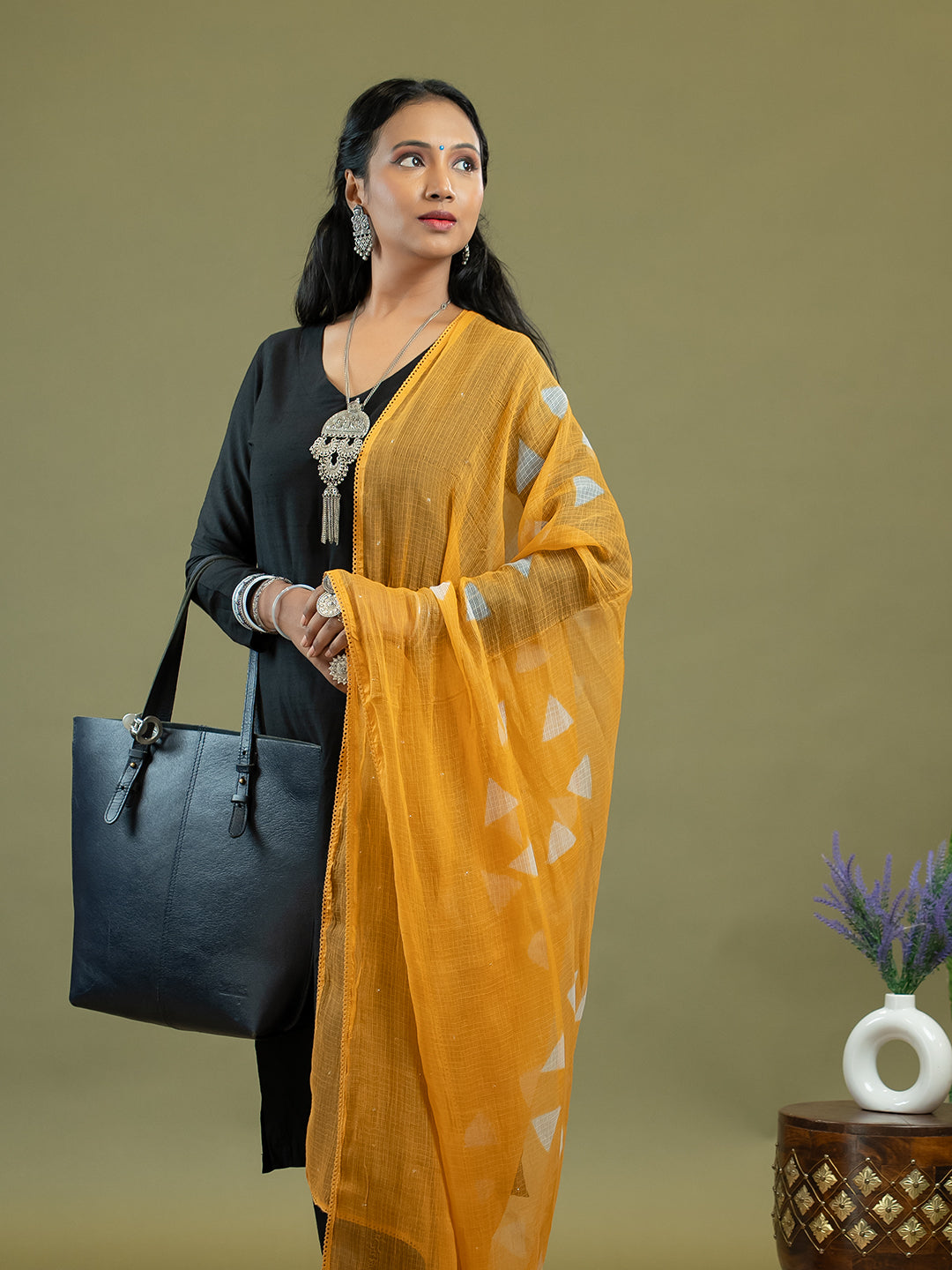 Chhayaa Mustard Shibori Dupatta