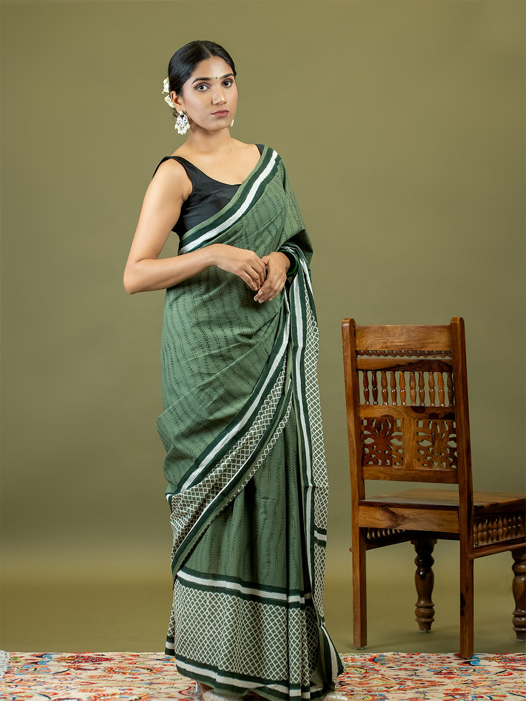 Nira Olive Dabu Saree