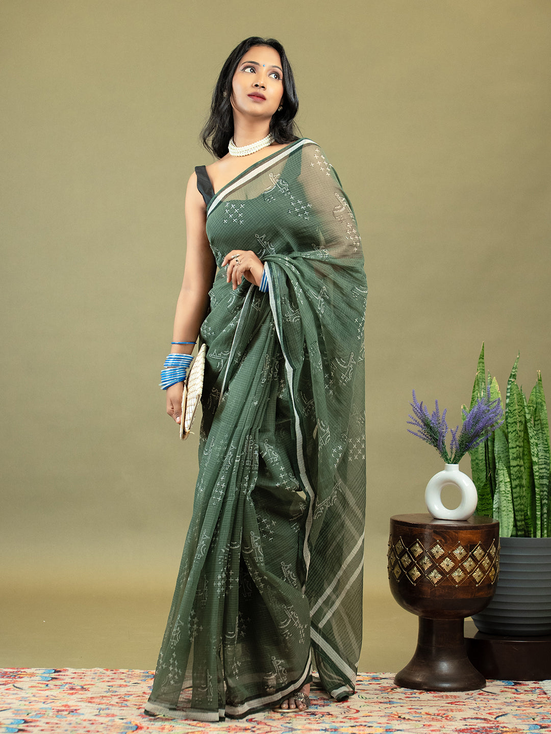 Raag Olive Dabu Saree