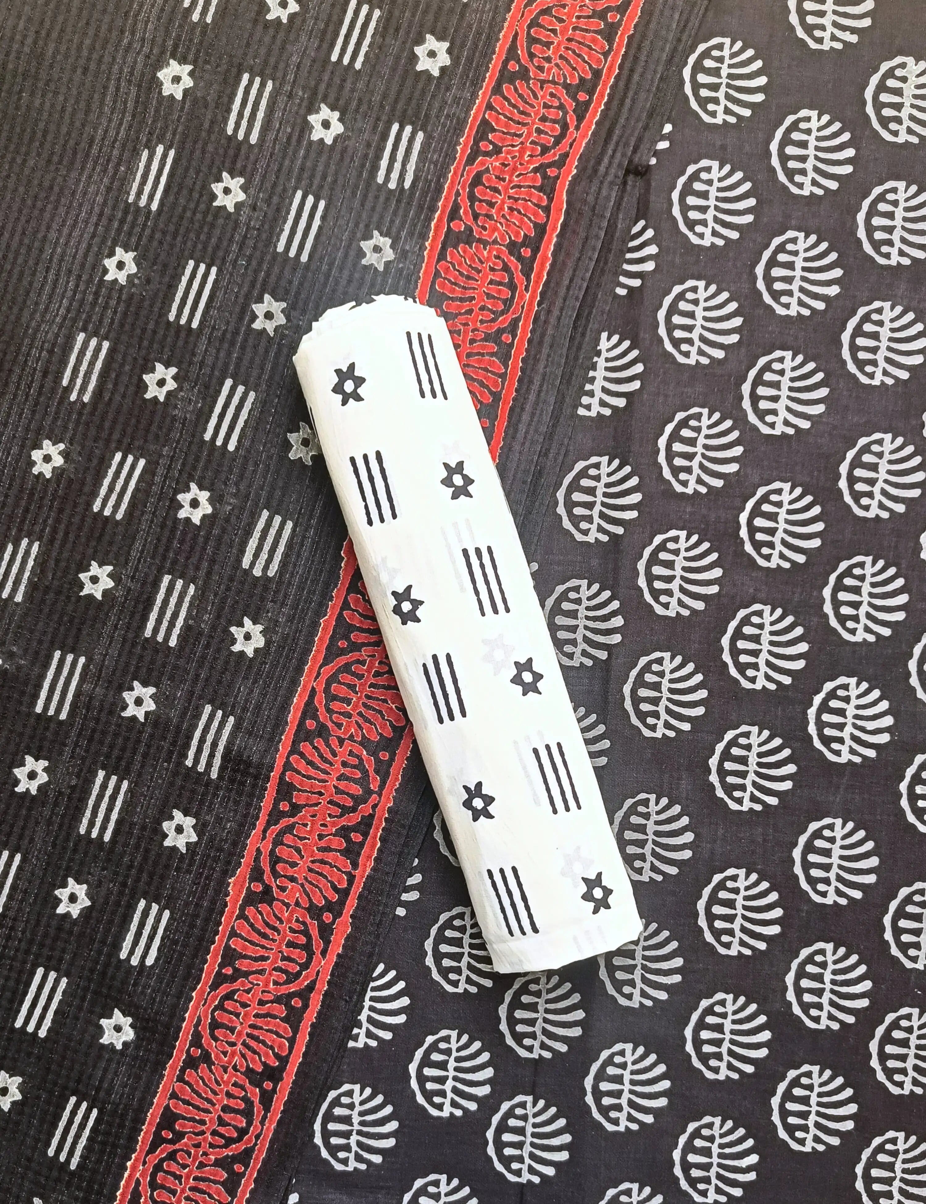 Panak Black Bagru Dress Material