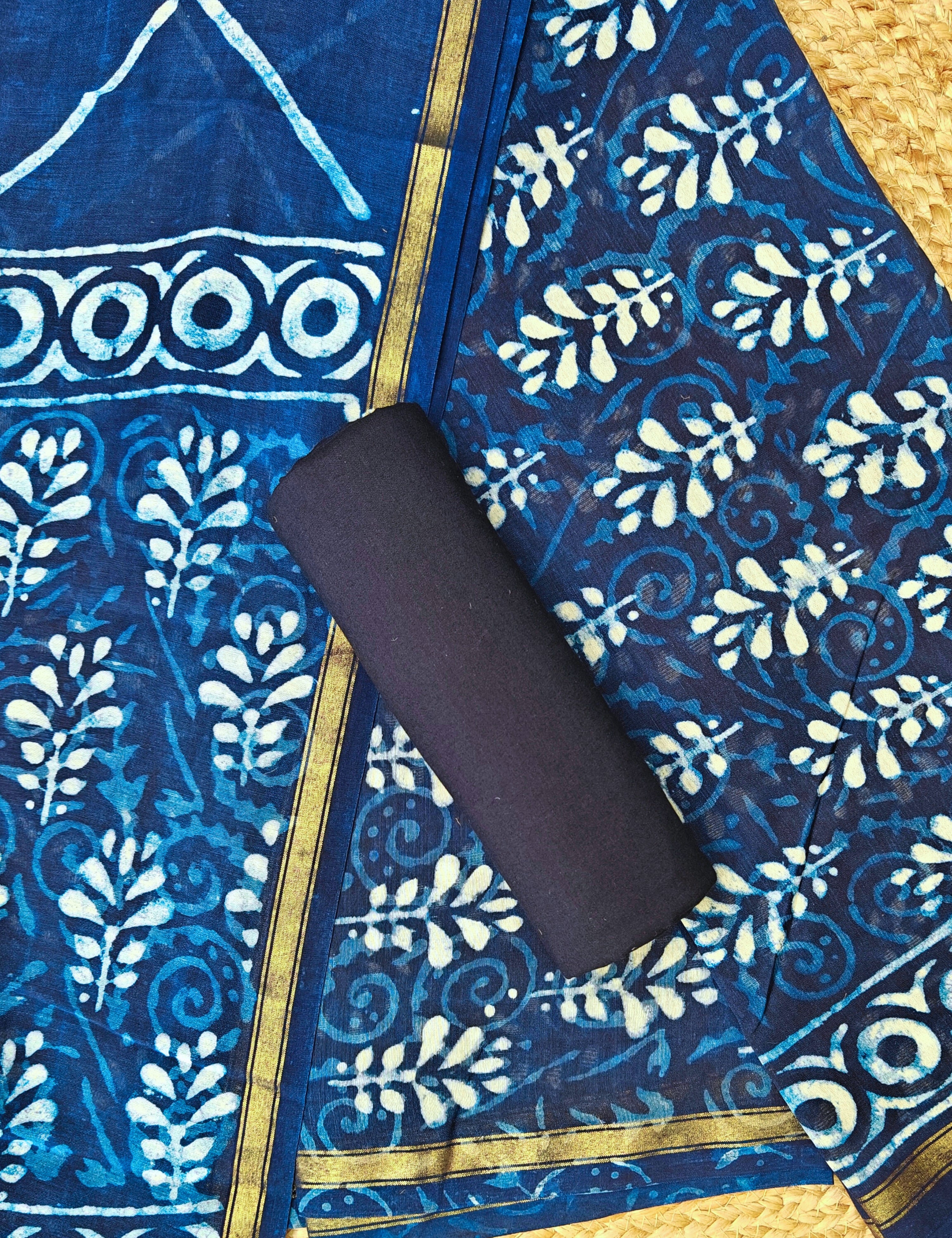 Maati Indigo Dabu Dress Material