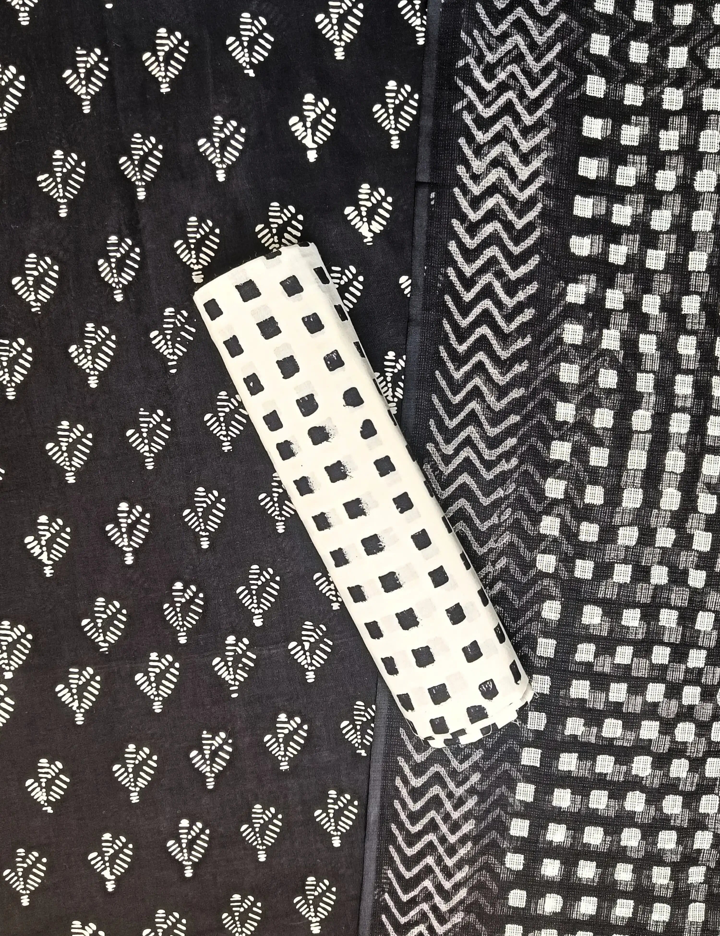 Shulba Black Bagru Dress Material