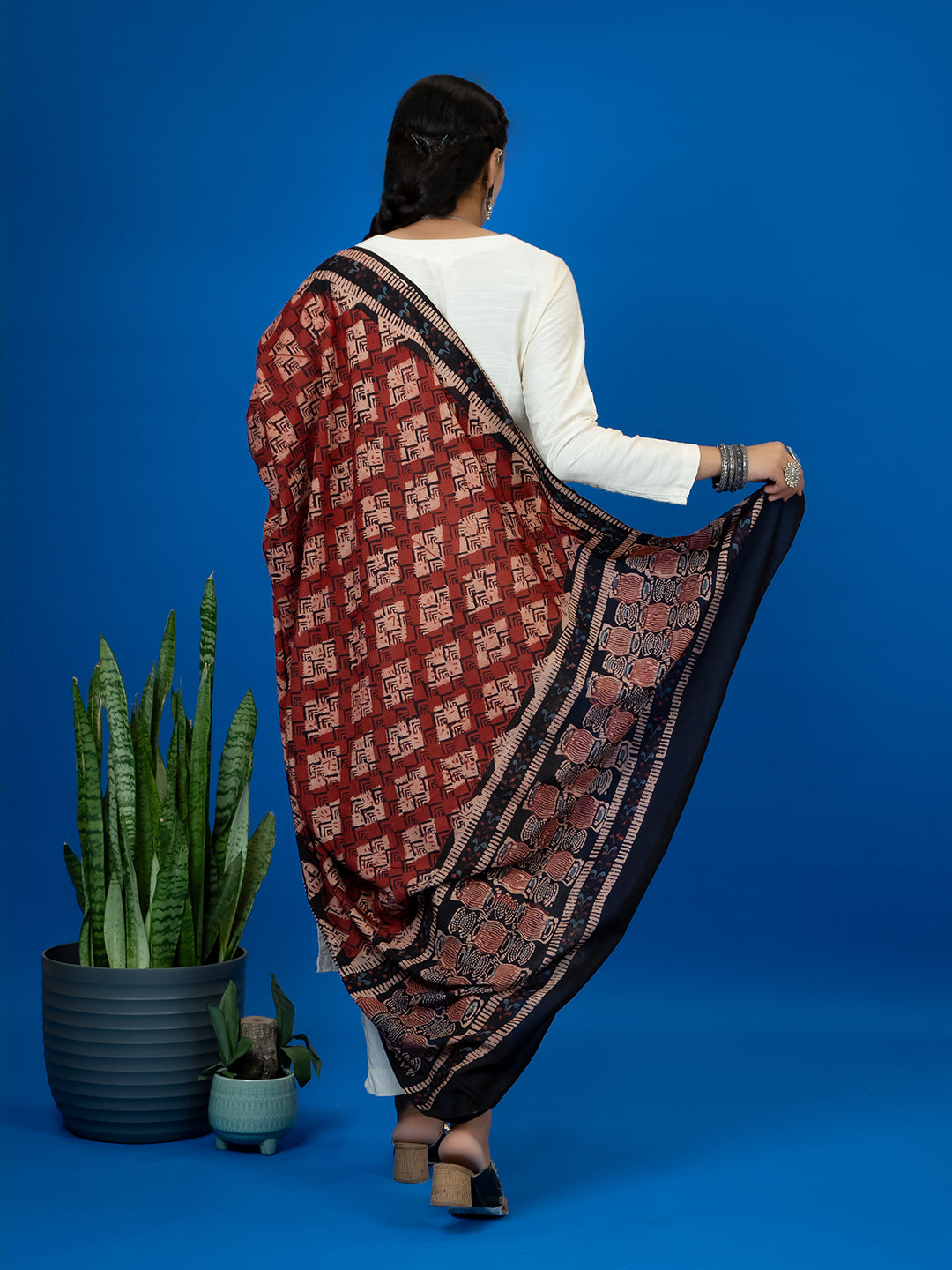 Kapas Red Ajrakh Dupatta