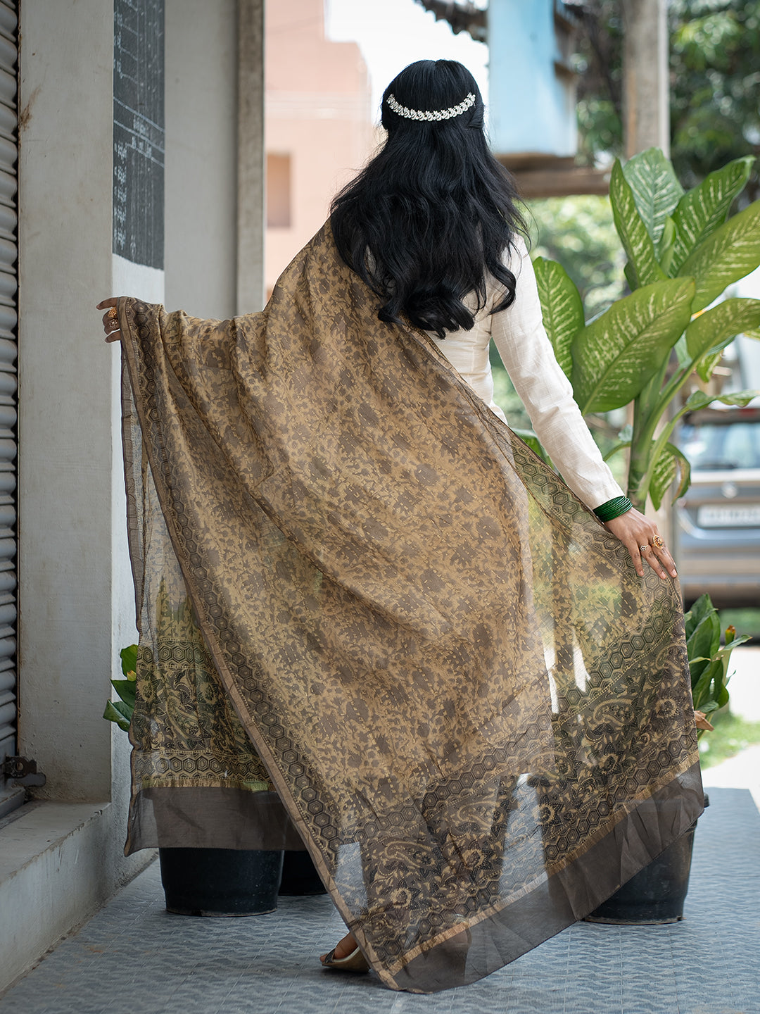 Neerja Brown Ajrakh Dupatta
