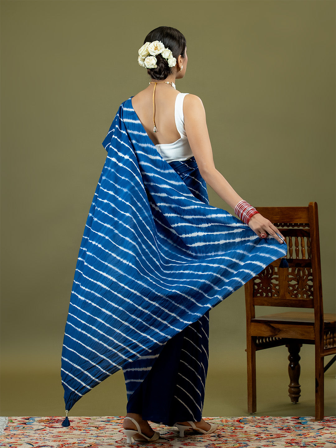 Leher Indigo Shibori Saree