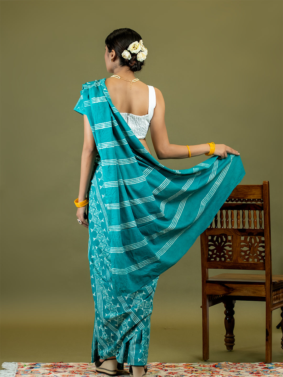 Matsya Turquoise Dabu Saree