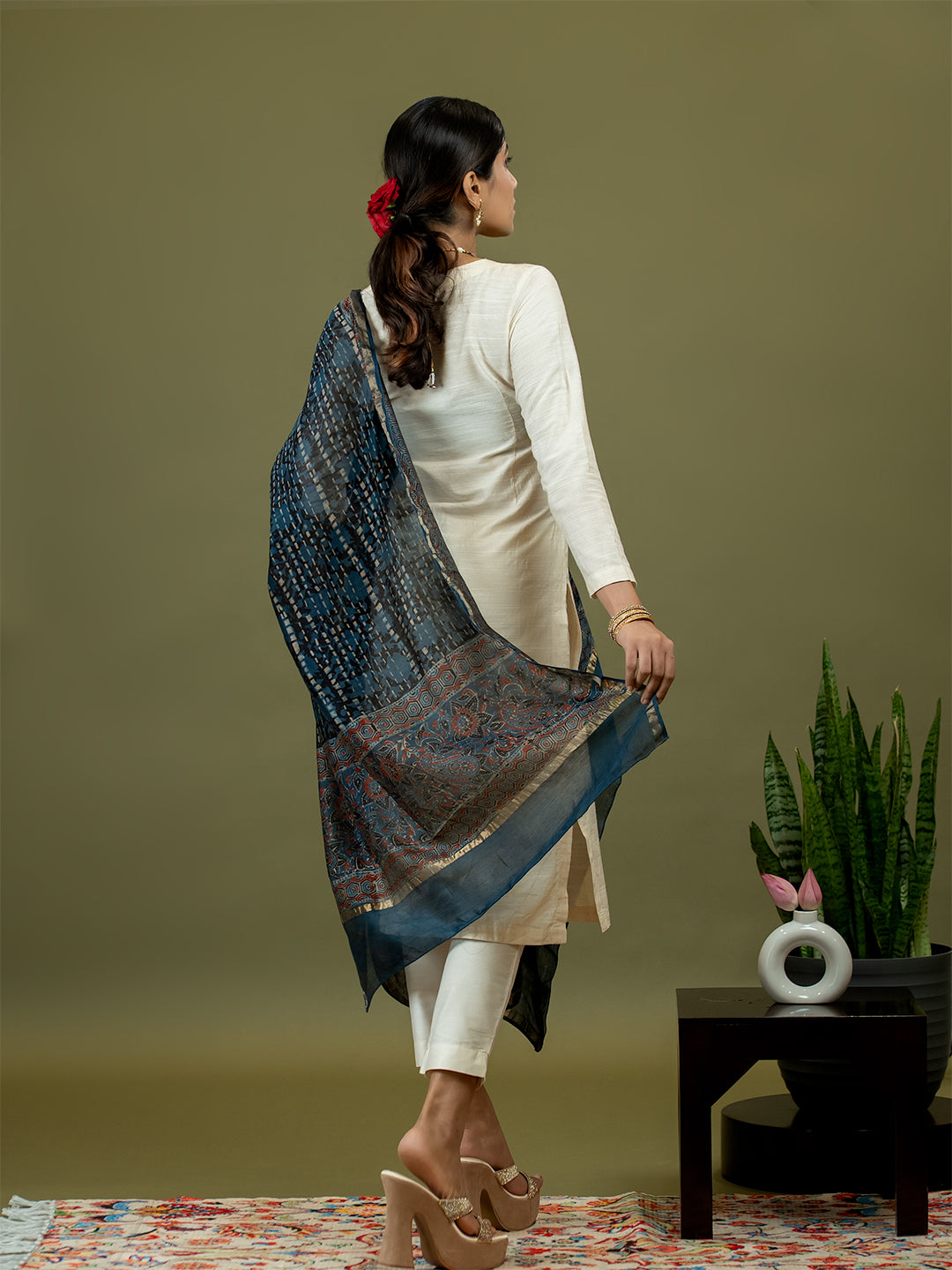 Neerja Indigo Ajrakh Dupatta
