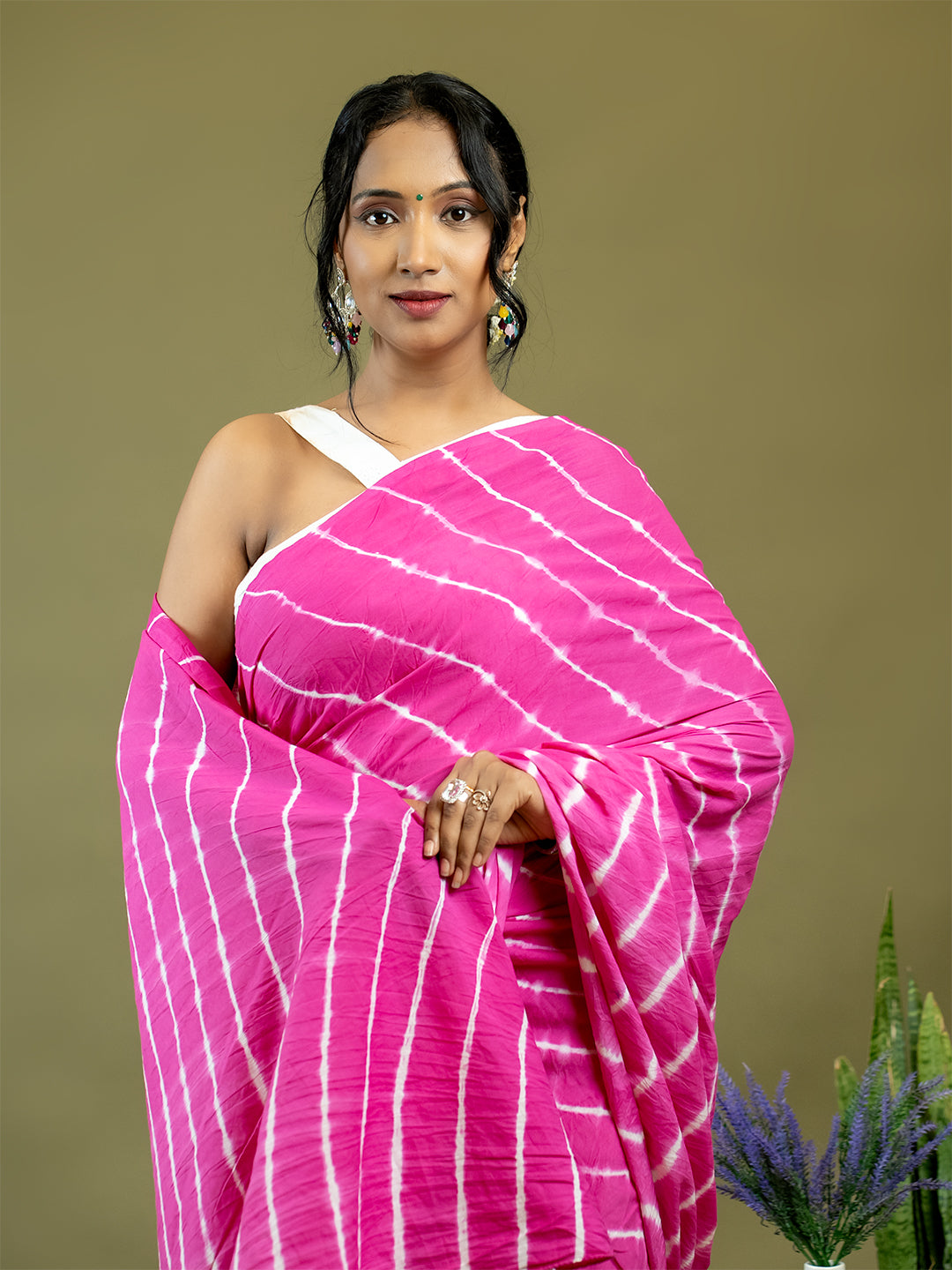 Leher Fuchsia Shibori Saree