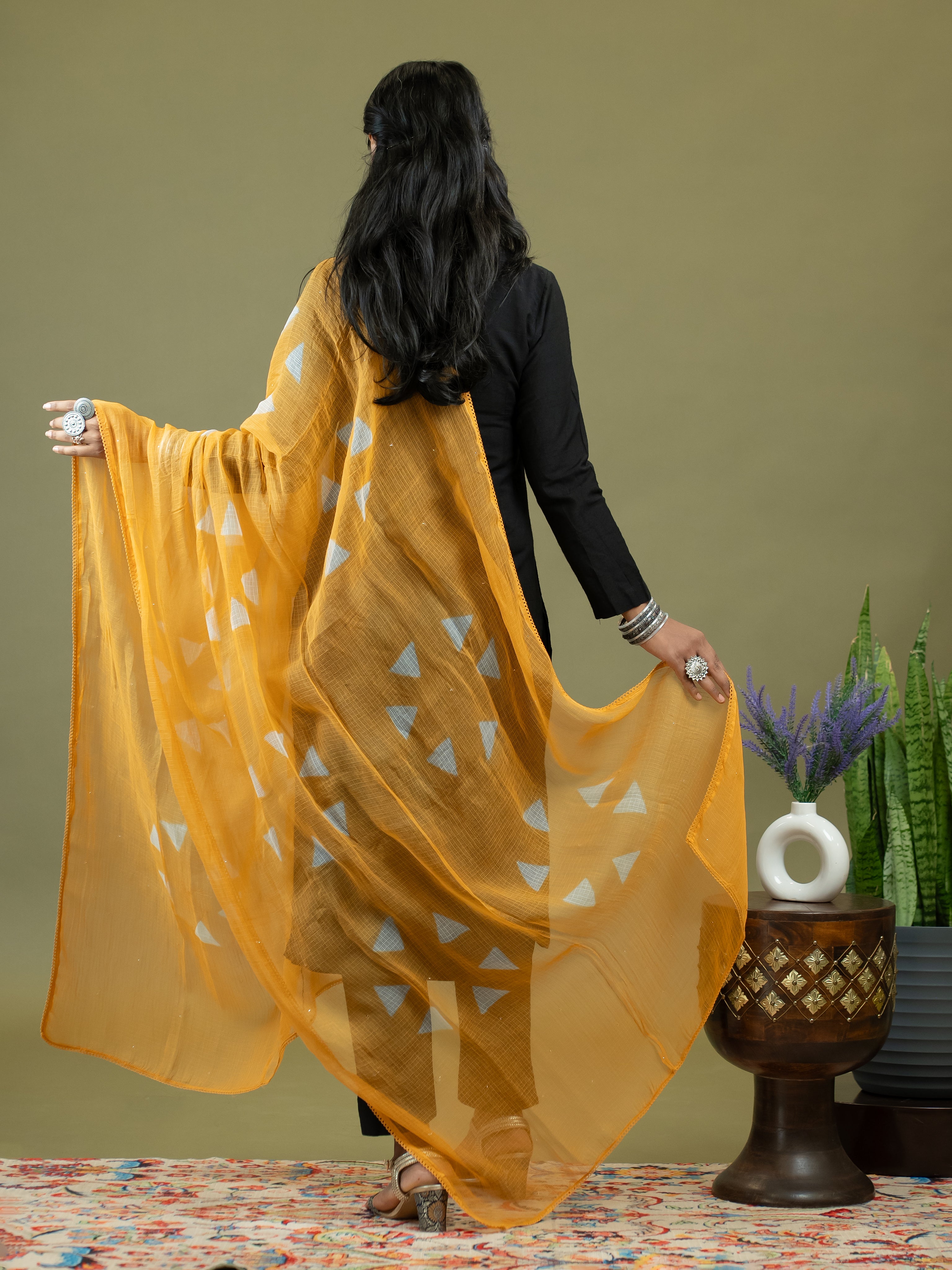 Chhayaa Mustard Shibori Dupatta