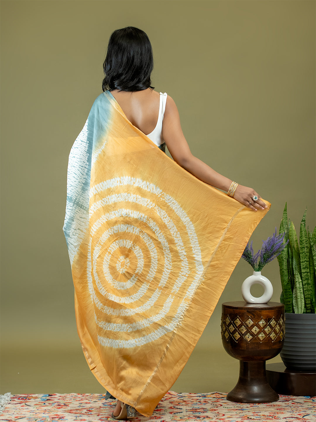 Tarang Grey Shibori Saree