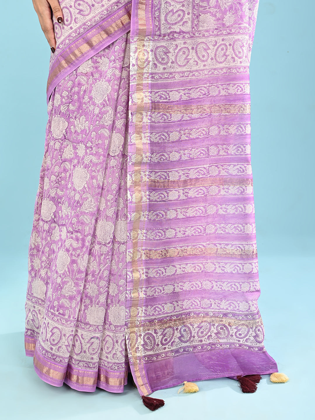 Marupushpa Purple Block Print Saree