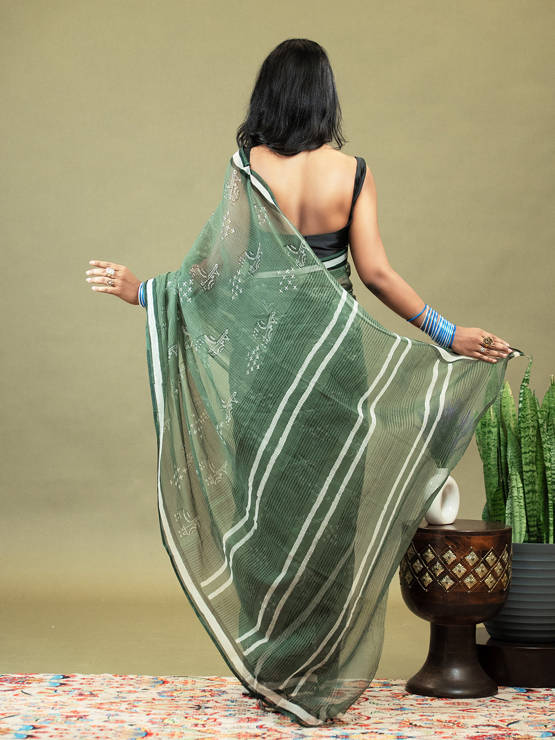 Raag Olive Dabu Saree