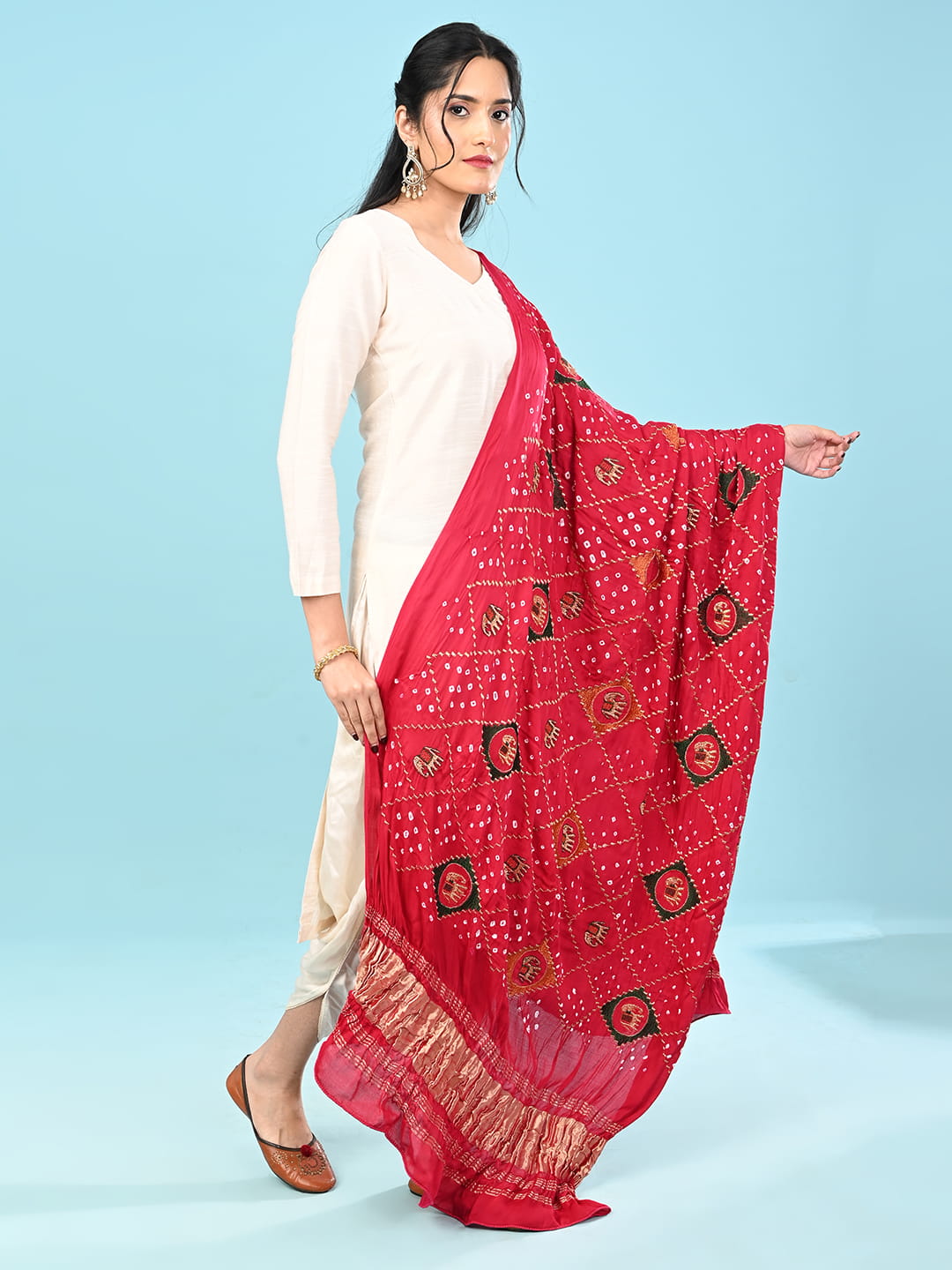 Gajgamini Fuchsia Bandhini Dupatta