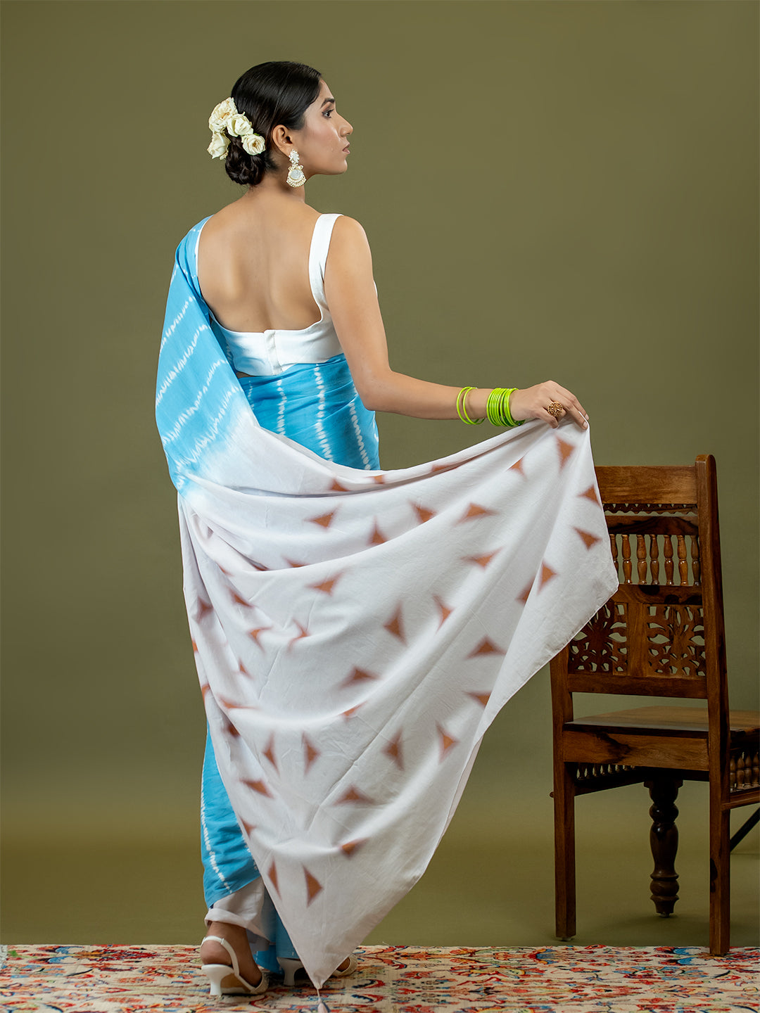 Leelaa Sky Blue Shibori Saree