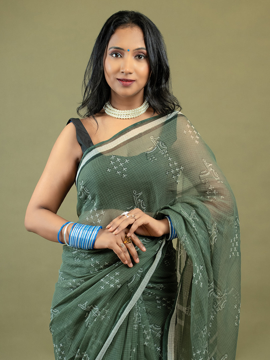 Raag Olive Dabu Saree