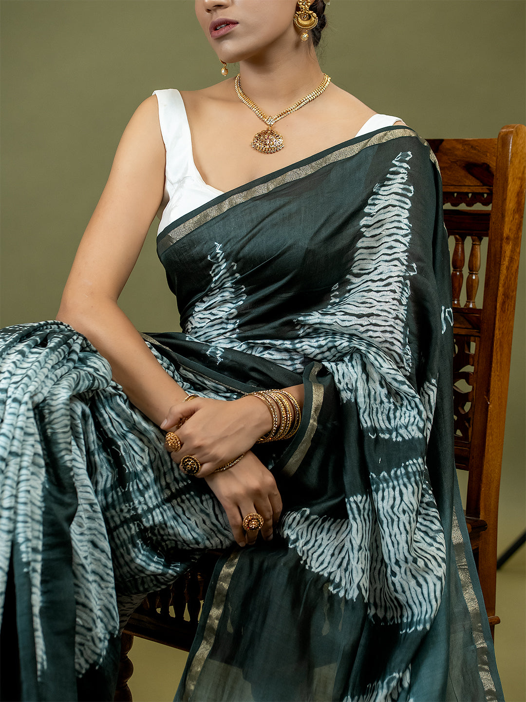 Tarang Black Shibori Saree