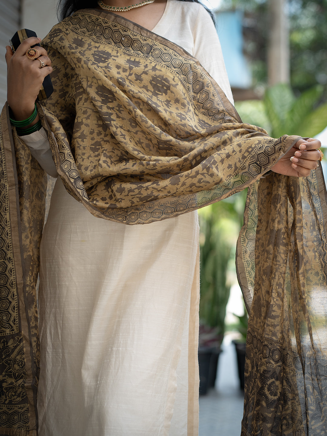 Neerja Brown Ajrakh Dupatta