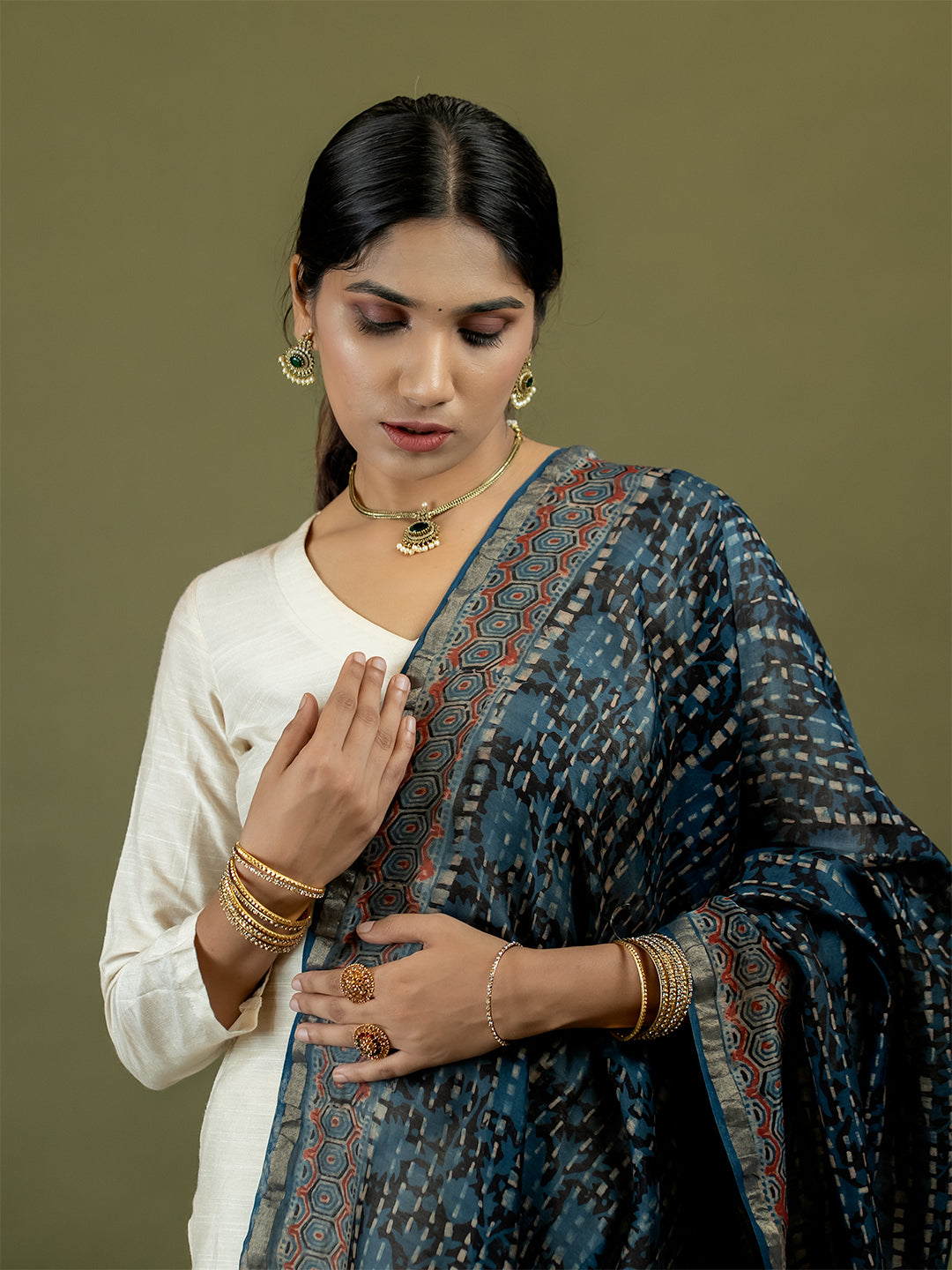 Neerja Indigo Ajrakh Dupatta