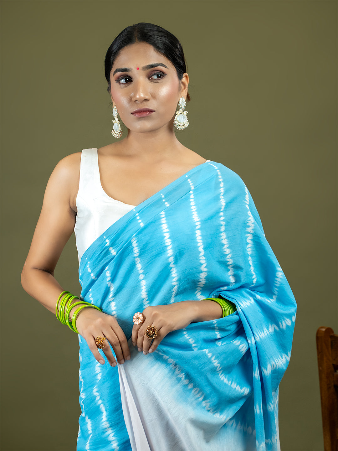 Leelaa Sky Blue Shibori Saree