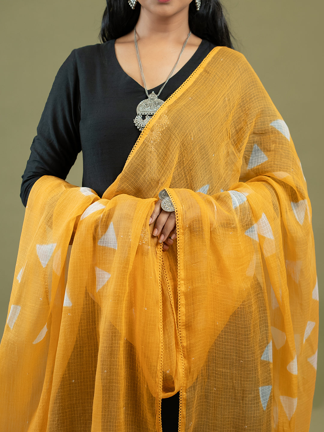 Chhayaa Mustard Shibori Dupatta