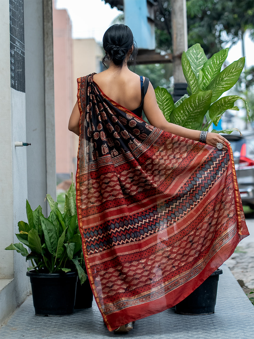 Avani Black Ajrakh Saree