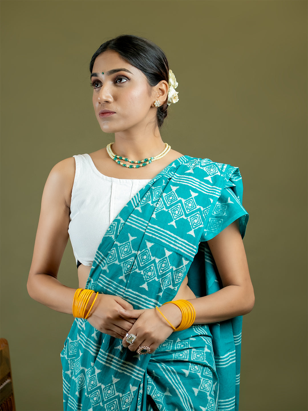 Matsya Turquoise Dabu Saree