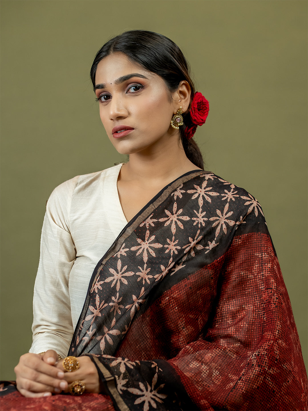 Kritika Maroon Ajrakh Dupatta