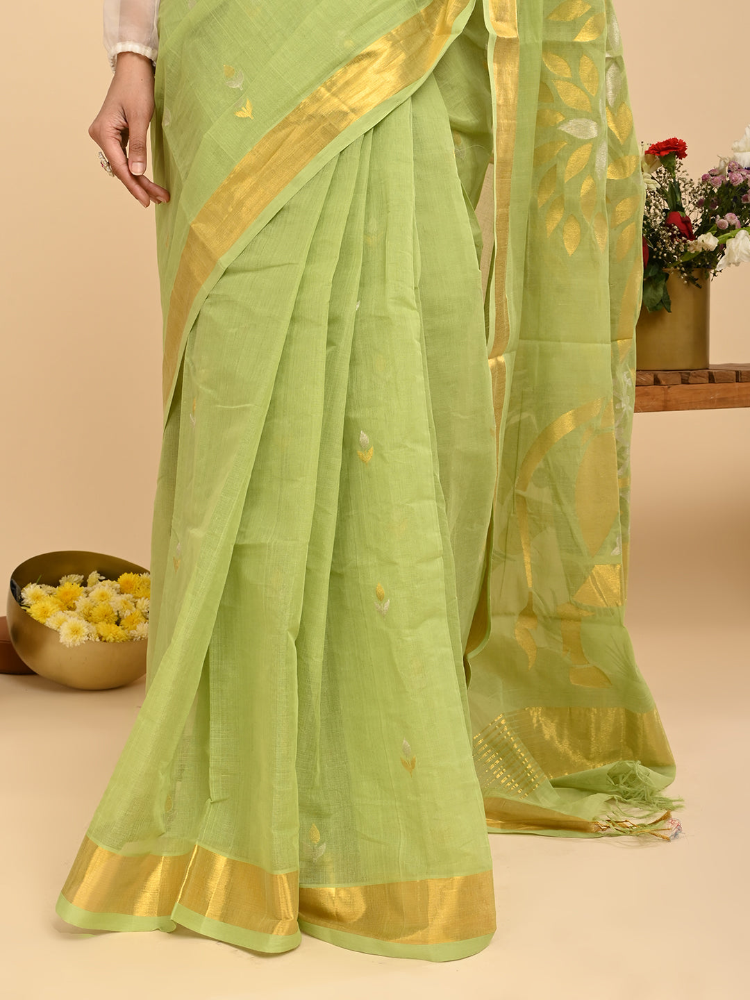 Kamdhenu Limegreen Venkatagiri Saree