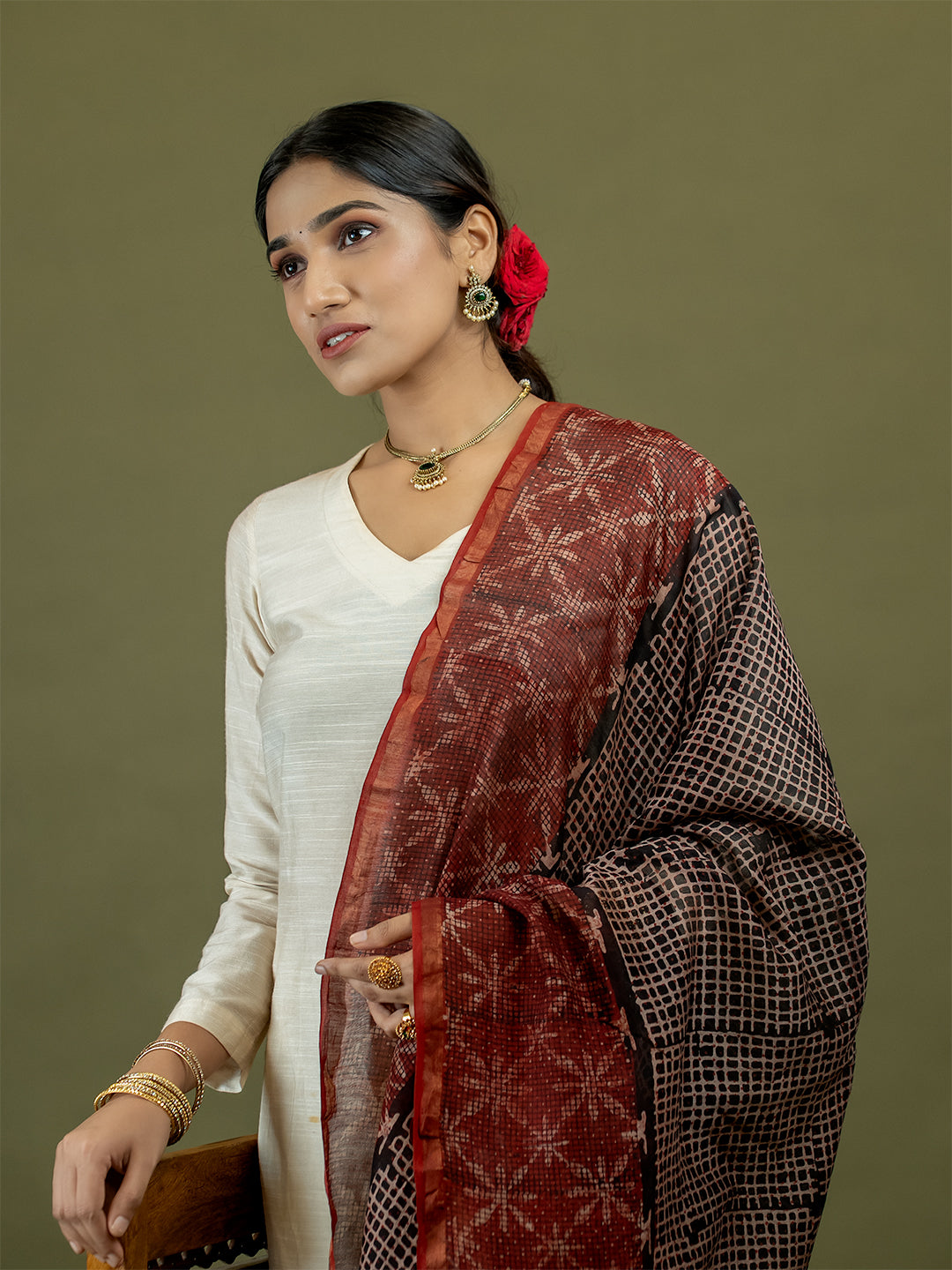 Chhavi Black Ajrakh Dupatta